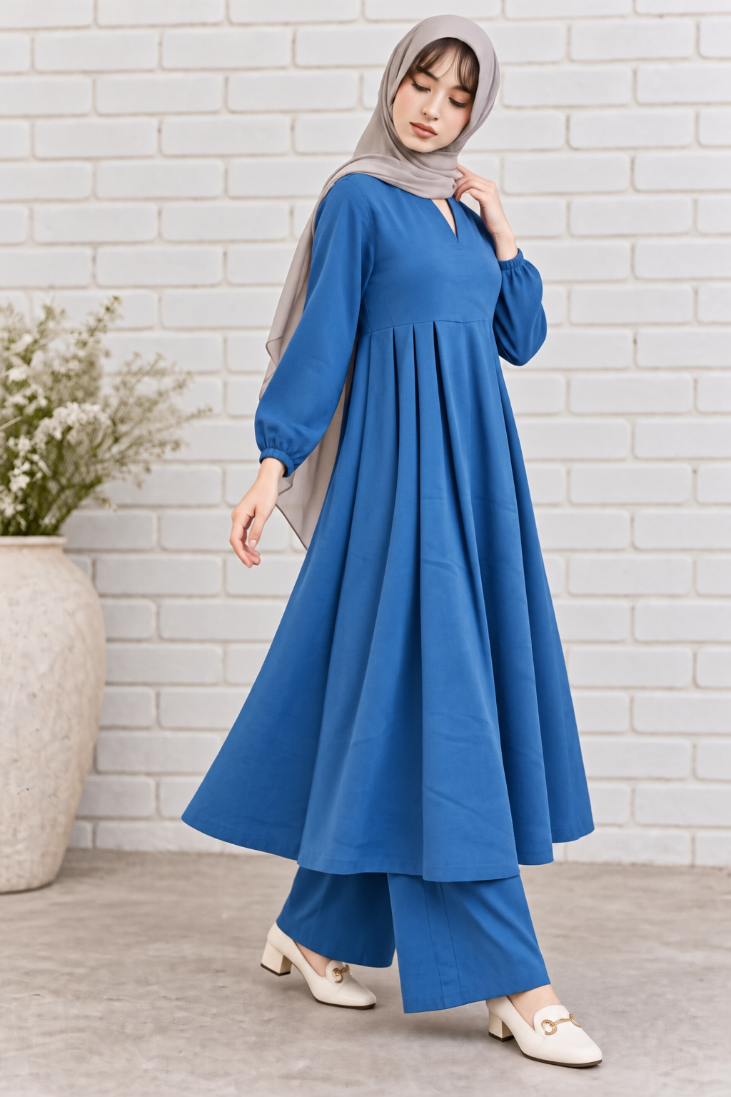 ROYAL BLUE MODEST FLARED KURTA SET