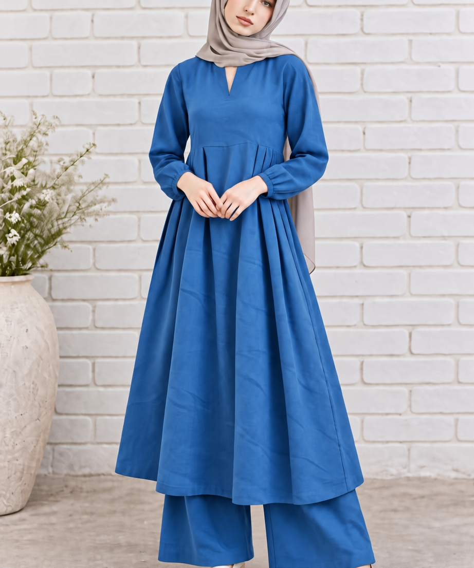 ROYAL BLUE MODEST FLARED KURTA SET