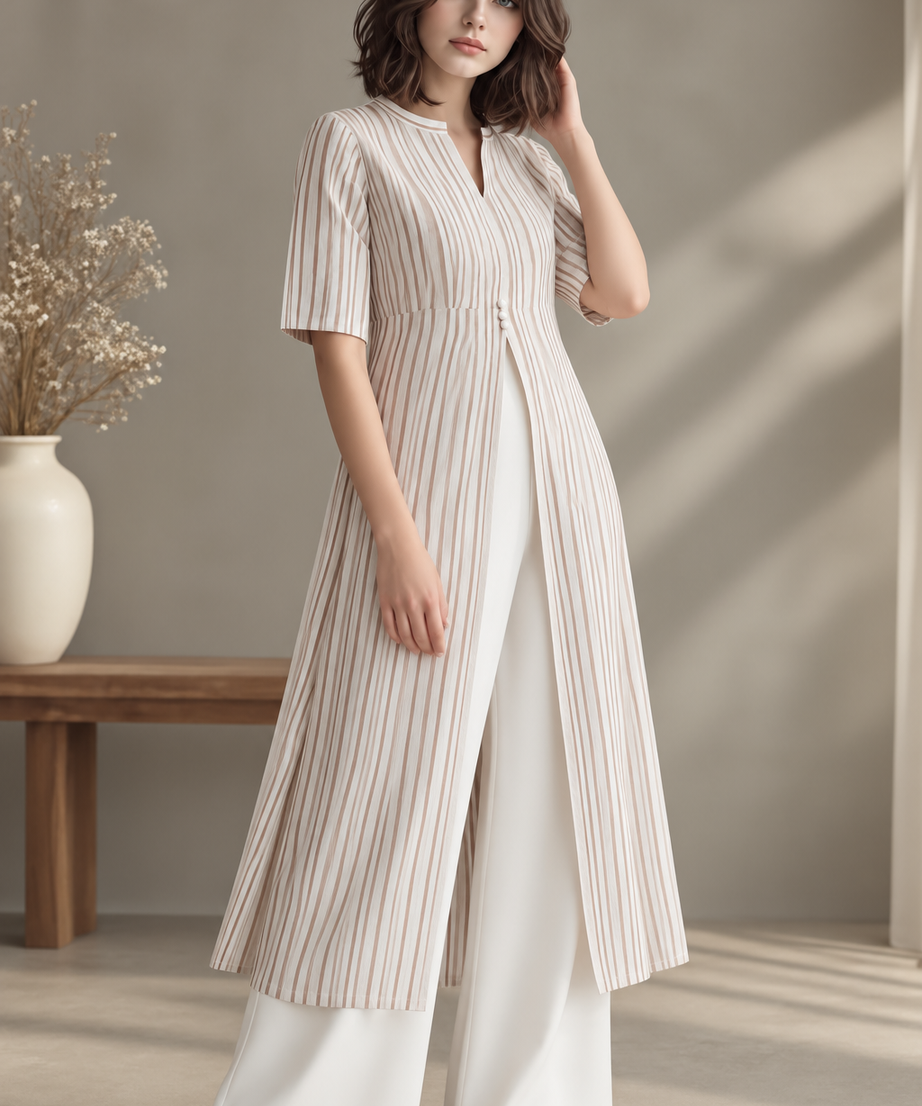 STRIPED LONG TUNIC PALAZZO CO-ORD SET