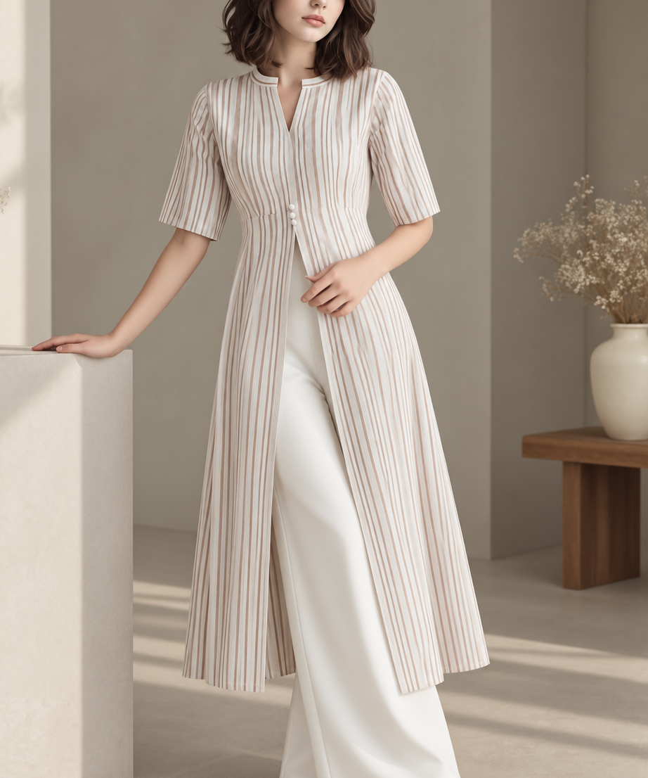 STRIPED LONG TUNIC PALAZZO CO-ORD SET