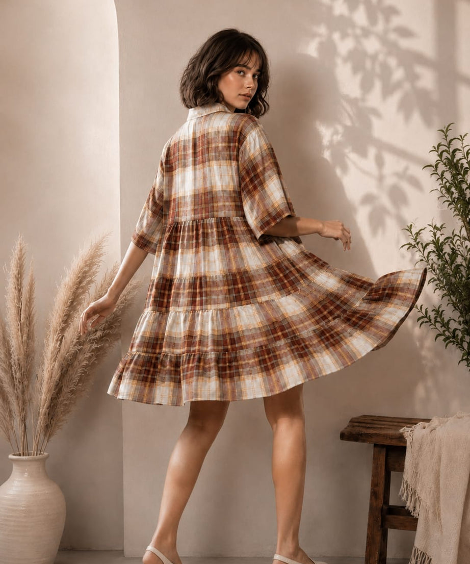 PLAID COTTON DRESS