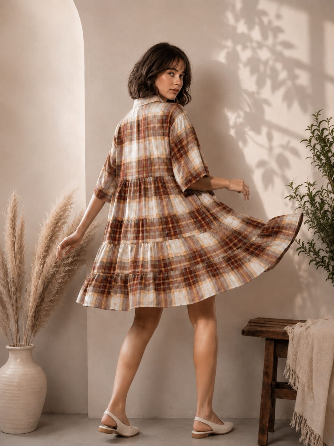 PLAID COTTON DRESS