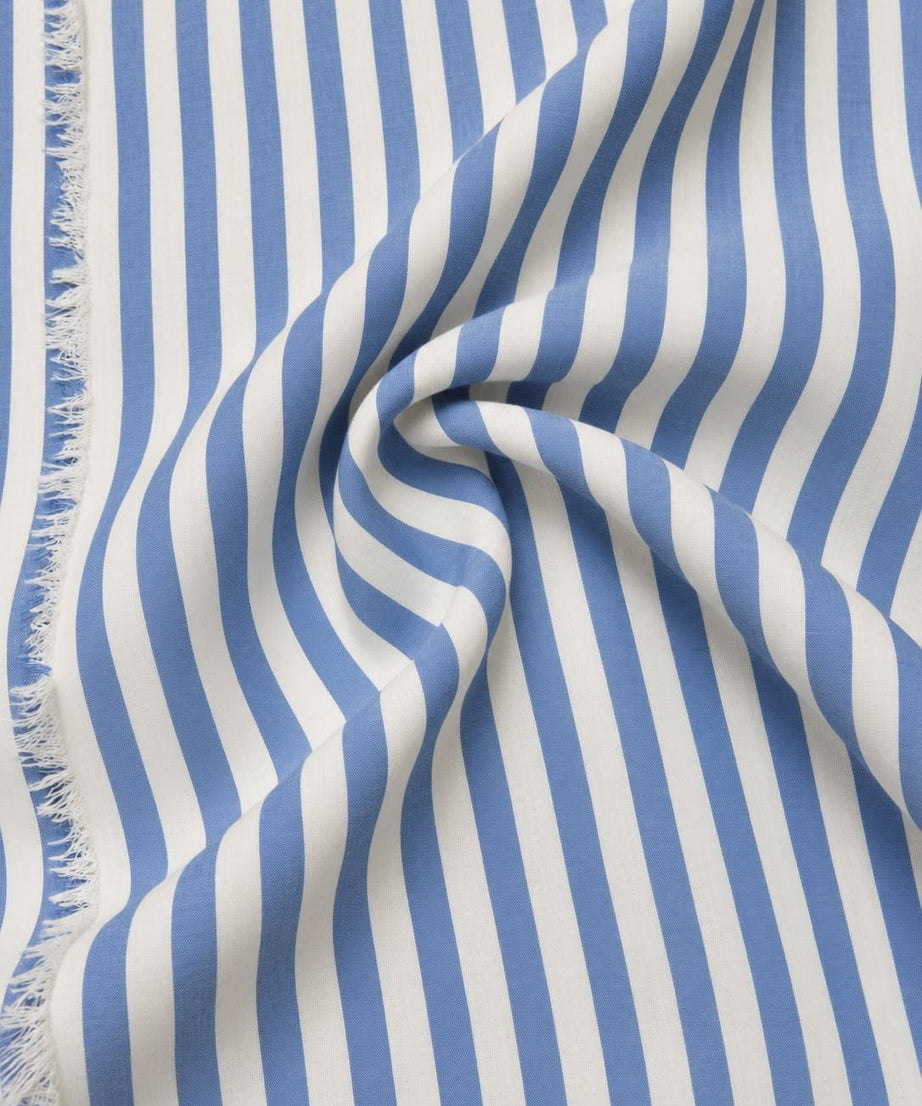 BLUE STRIPE BUTTON-DOWN MIDI SHIRT DRESS