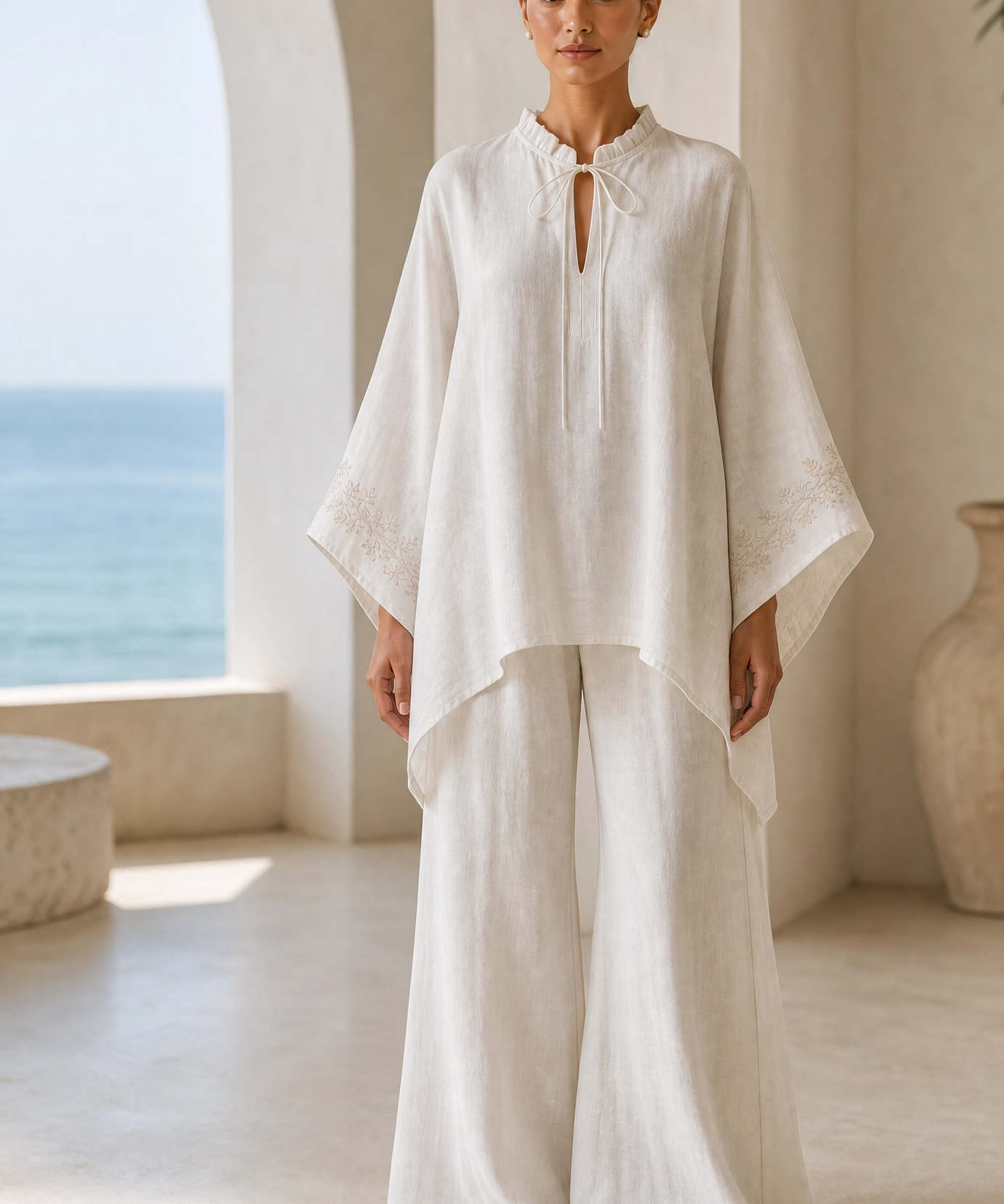 IVORY PIPER LINEN CO-ORD SET