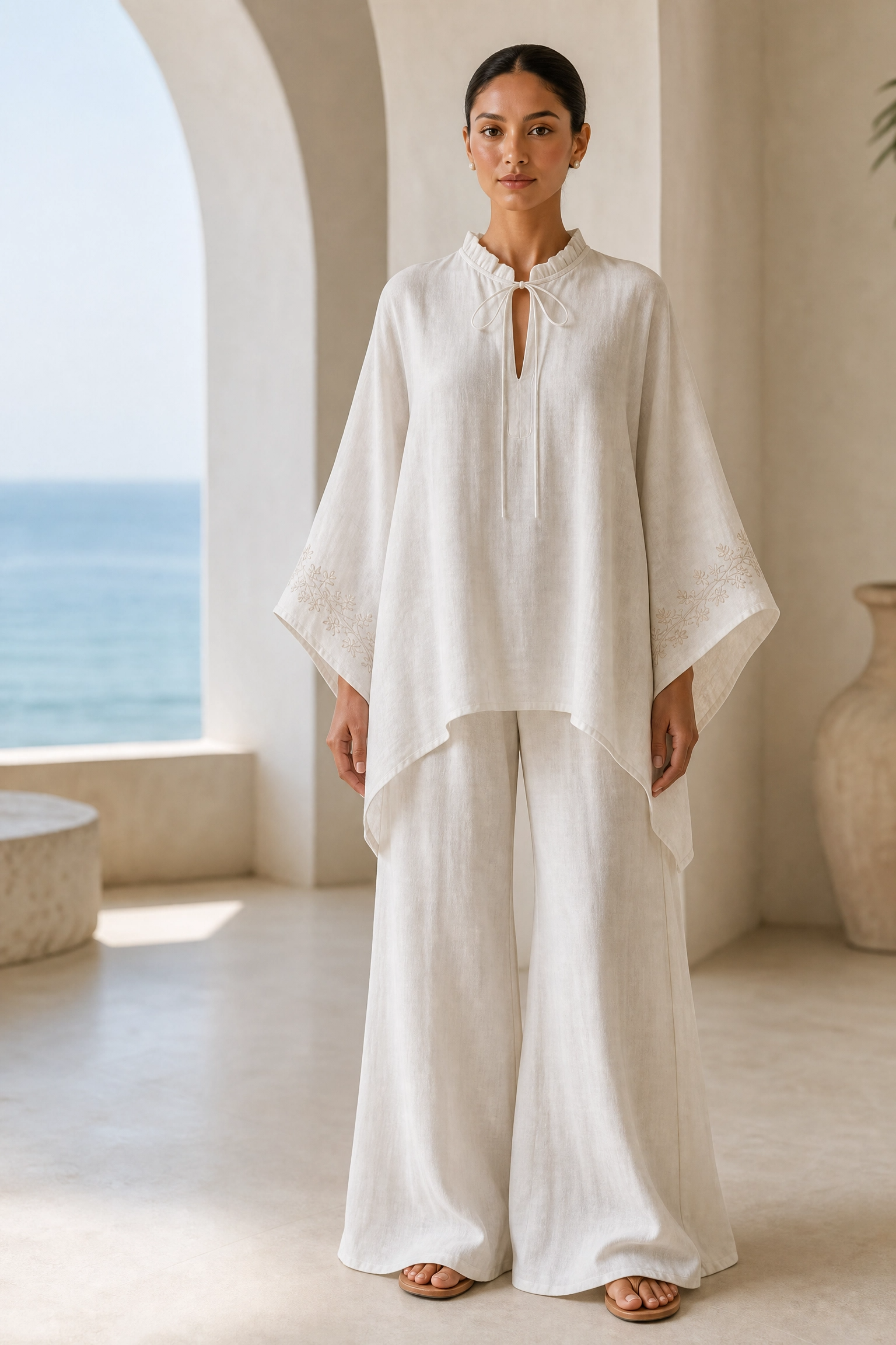 IVORY PIPER LINEN CO-ORD SET