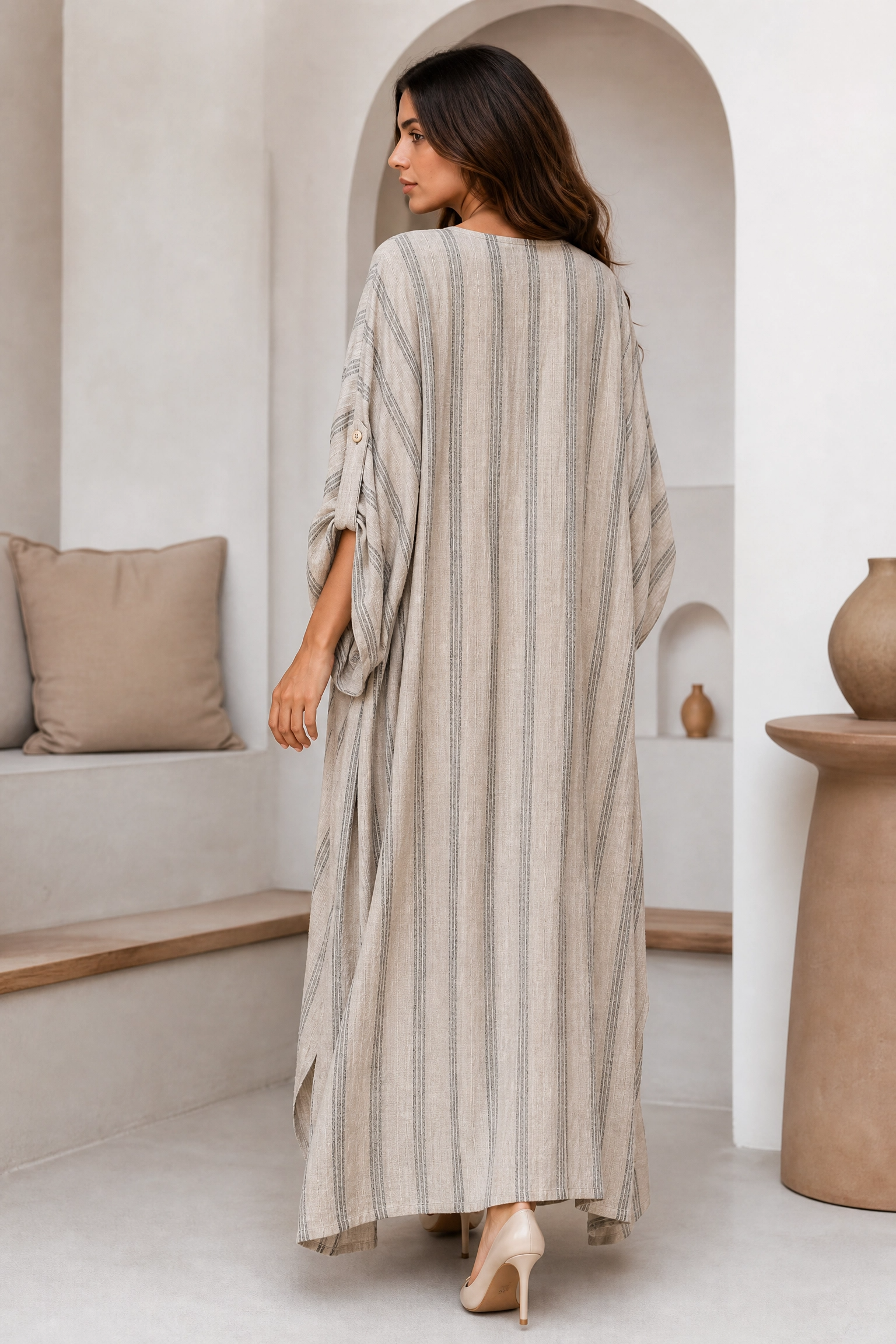 SANDSTONE STRIPE KAFTAN DRESS