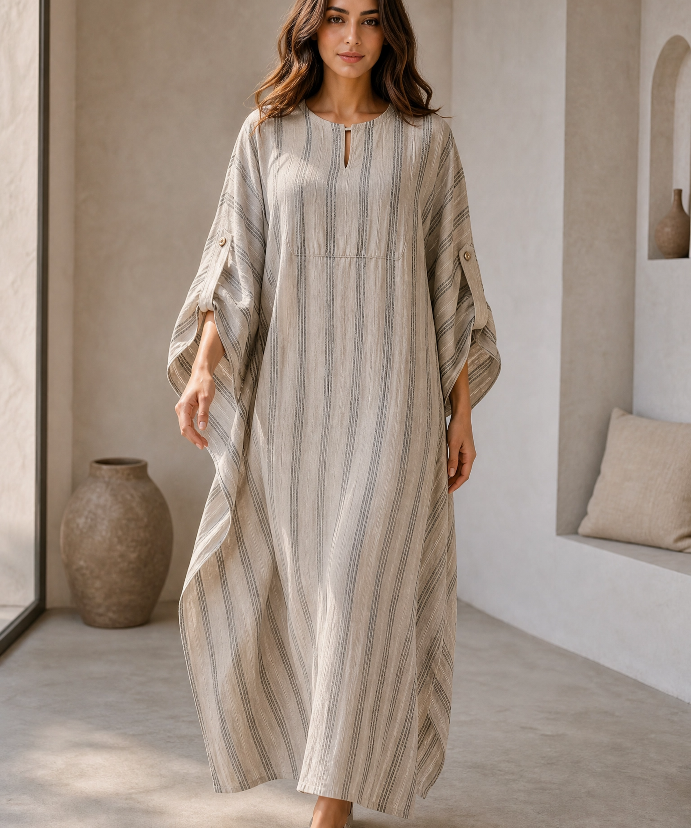 SANDSTONE STRIPE KAFTAN DRESS