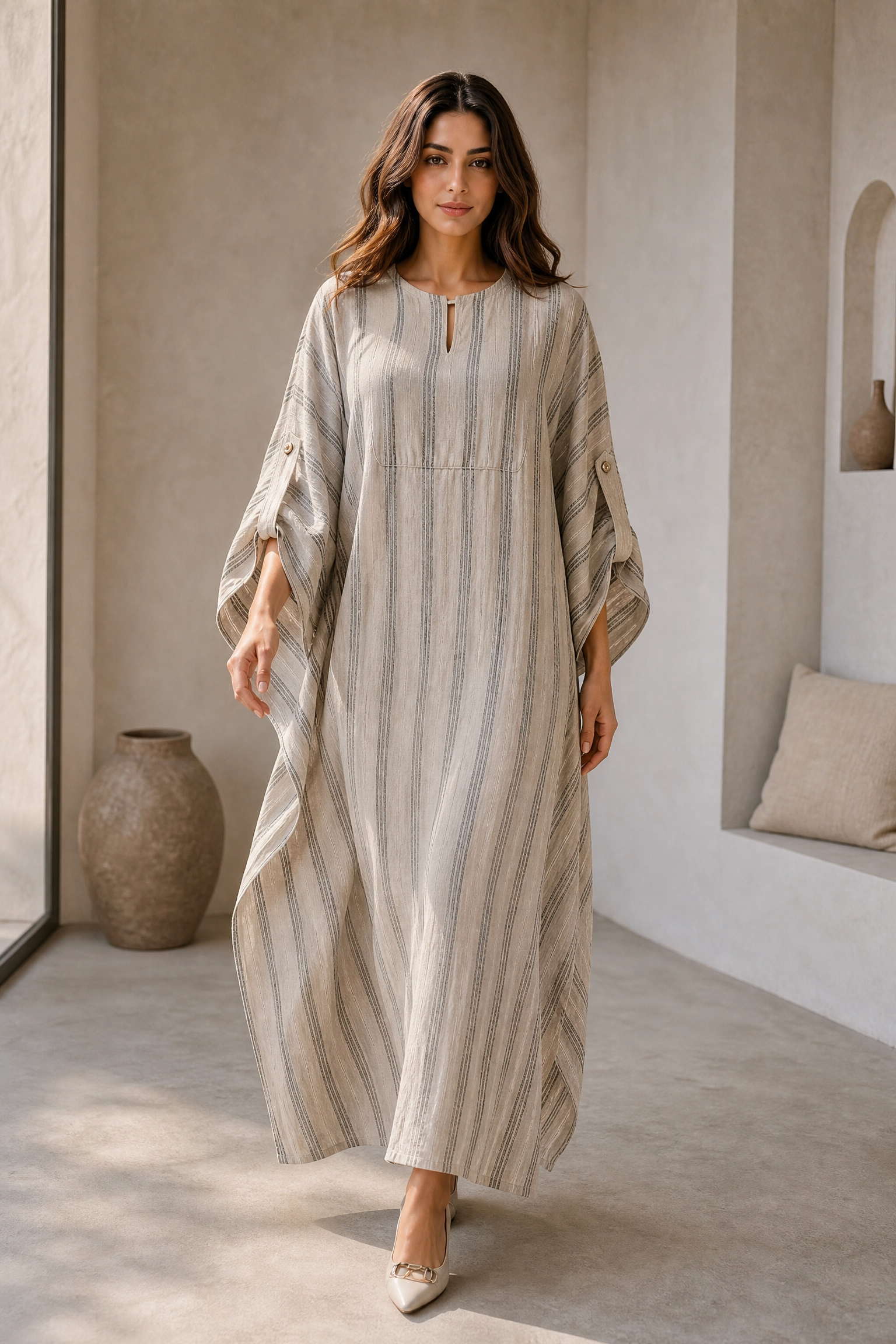 SANDSTONE STRIPE KAFTAN DRESS