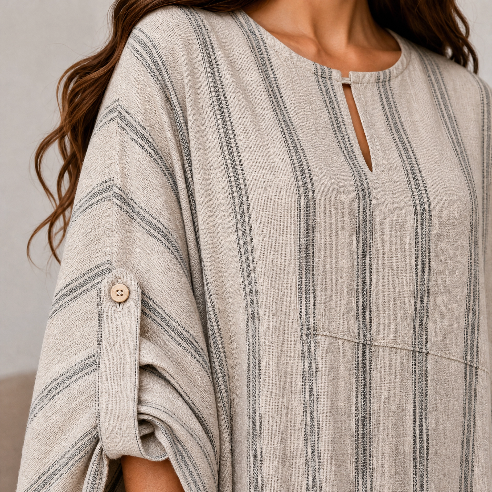 SANDSTONE STRIPE KAFTAN DRESS