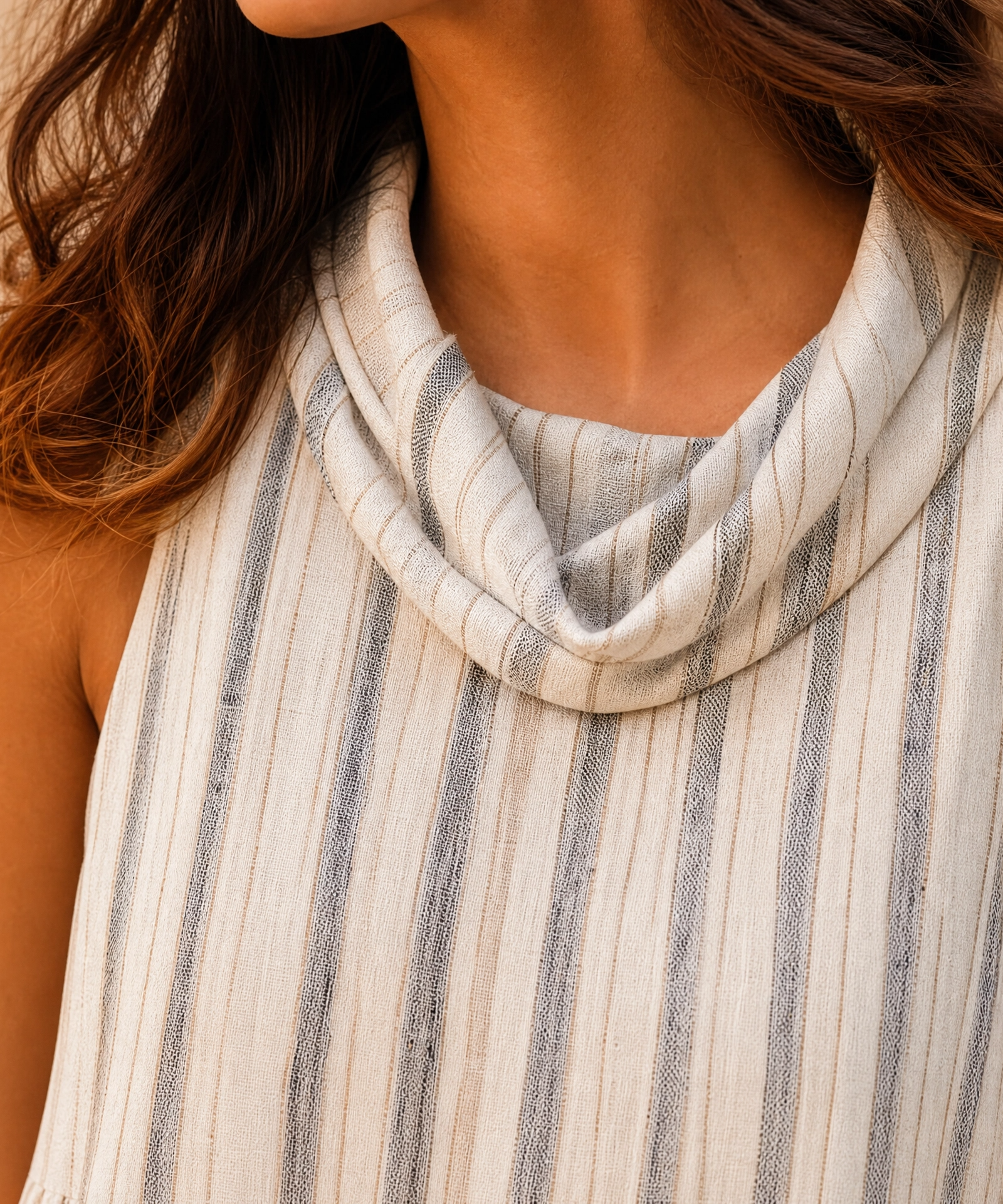 DUNE STRIPE COWL DRESS