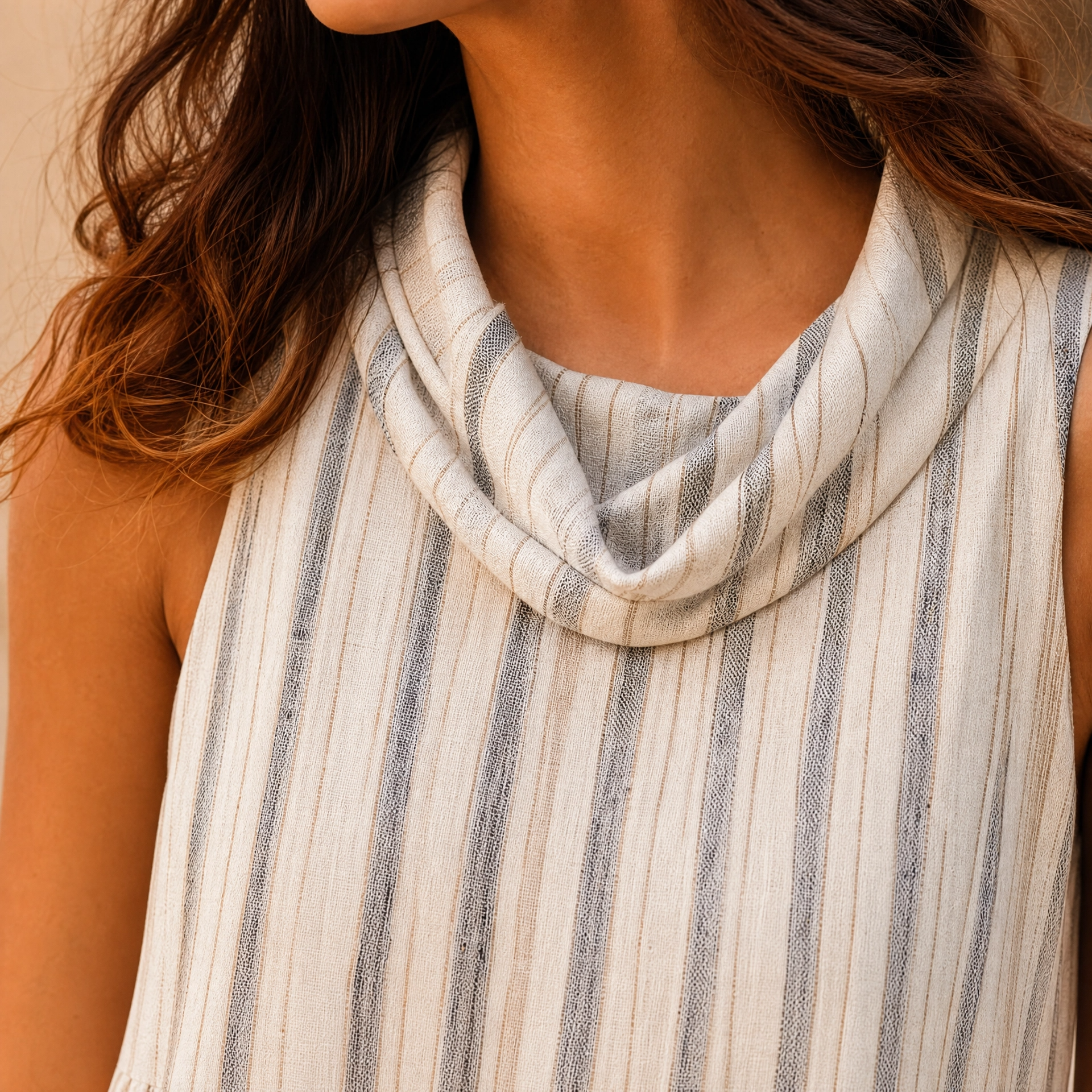 DUNE STRIPE COWL DRESS