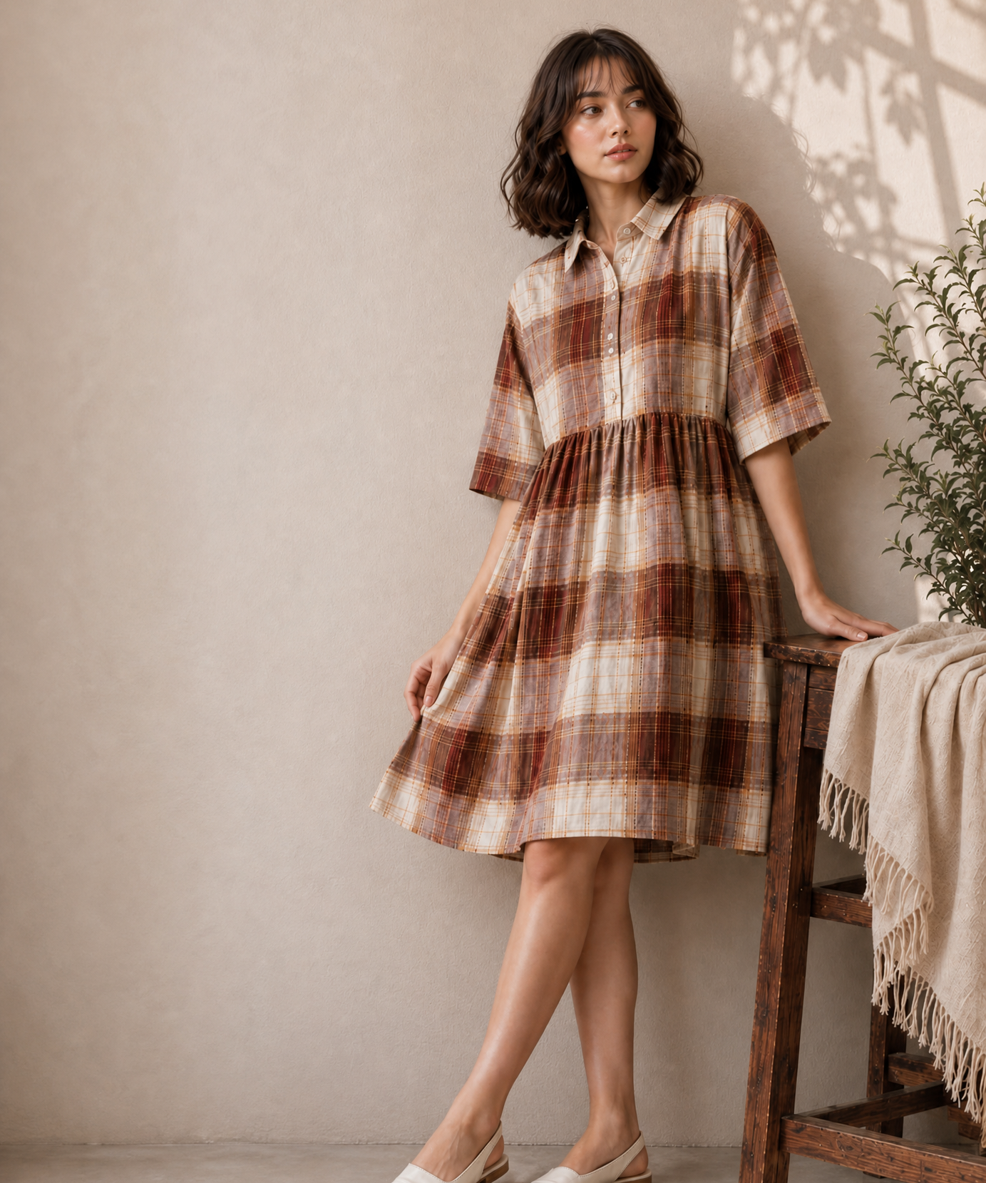 PLAID COTTON DRESS