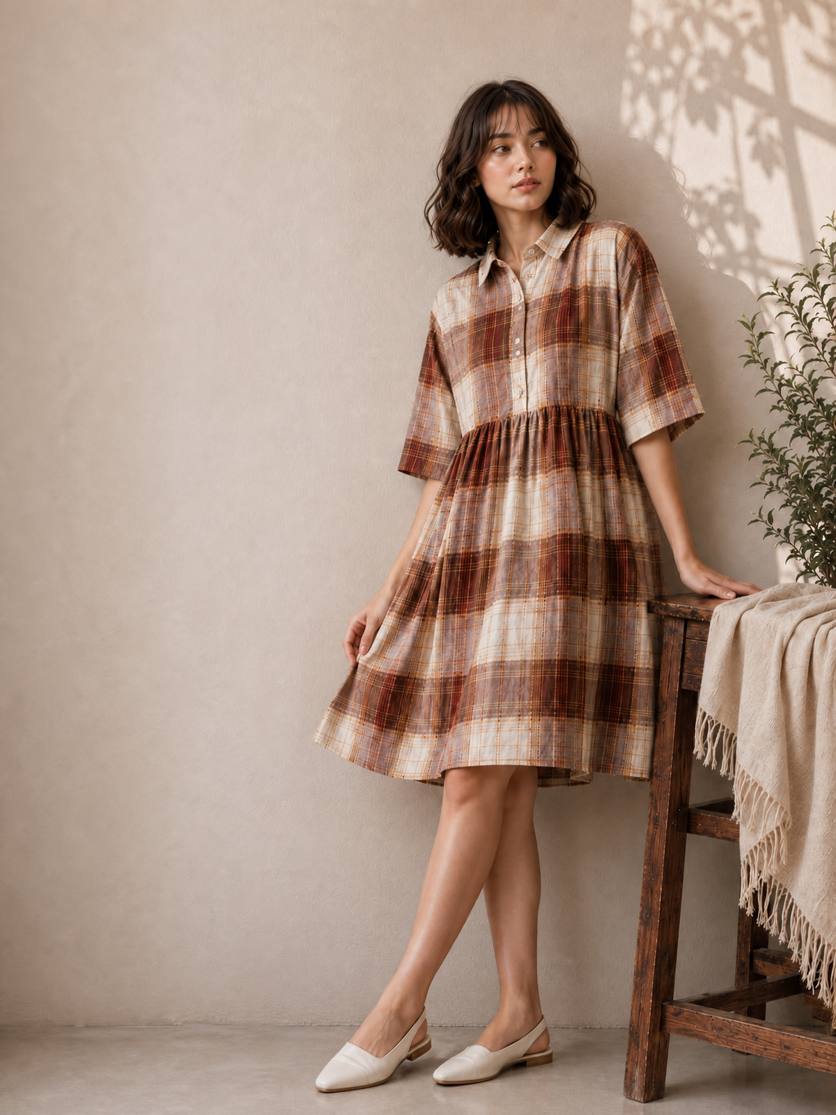 PLAID COTTON DRESS