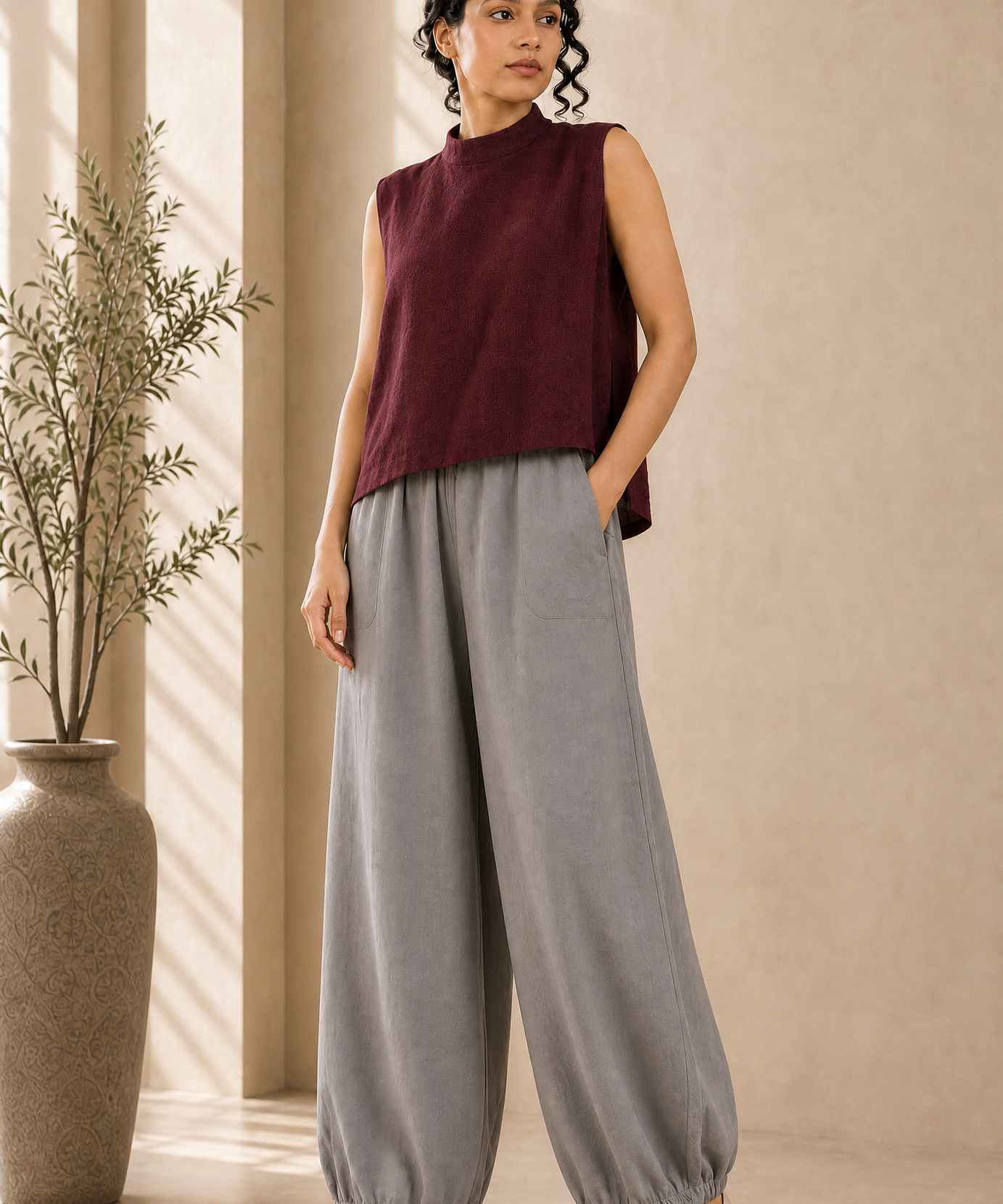LINEN MOCK NECK CO-ORD SET