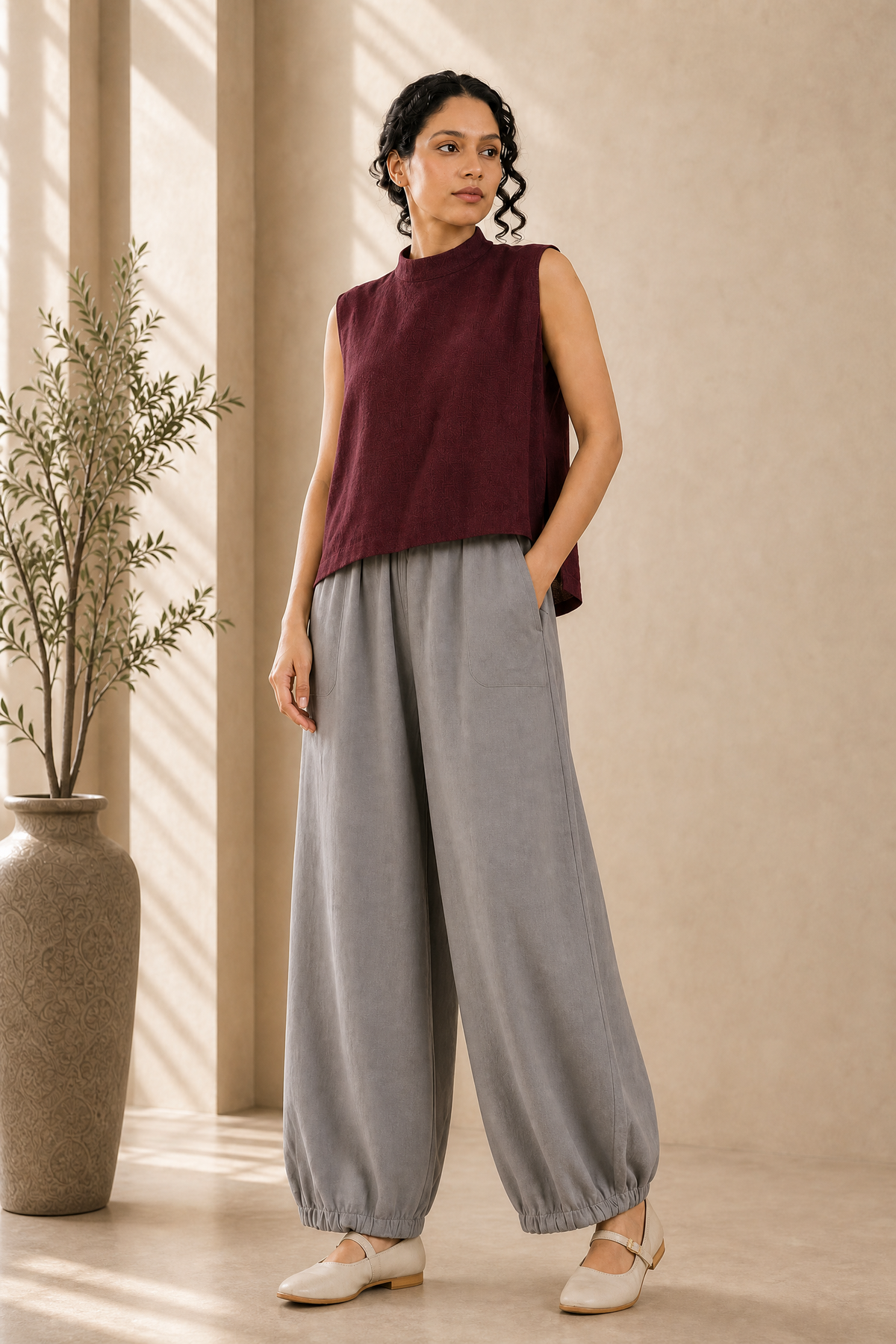 LINEN MOCK NECK CO-ORD SET