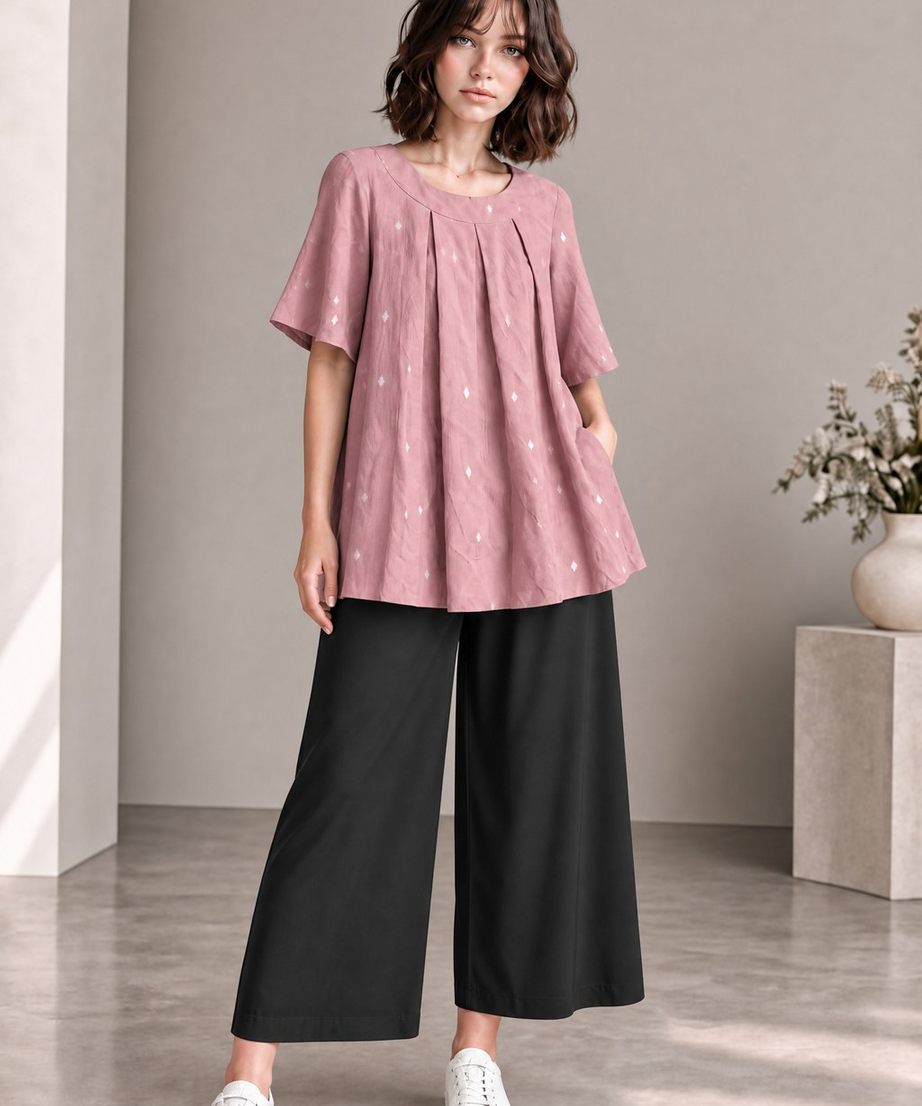 PLEATED FLARED SLEEVE PALAZZO CO-ORD SET