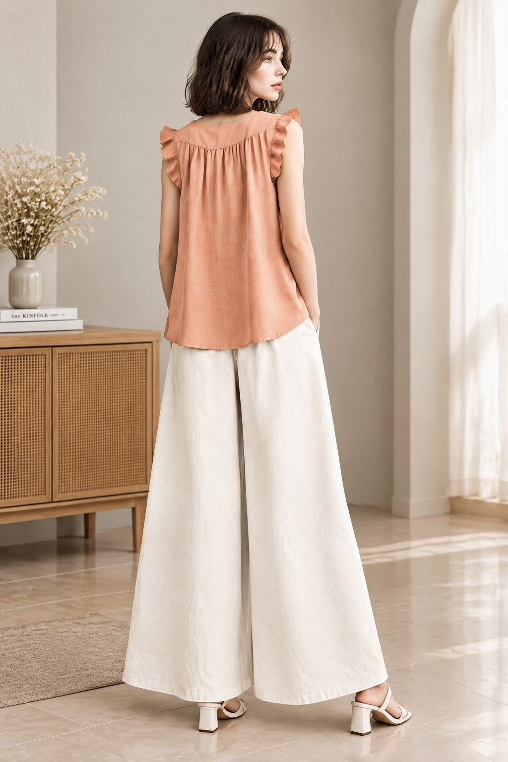RUFFLE SLEEVE PLEATED PALAZZO CO-ORD SET