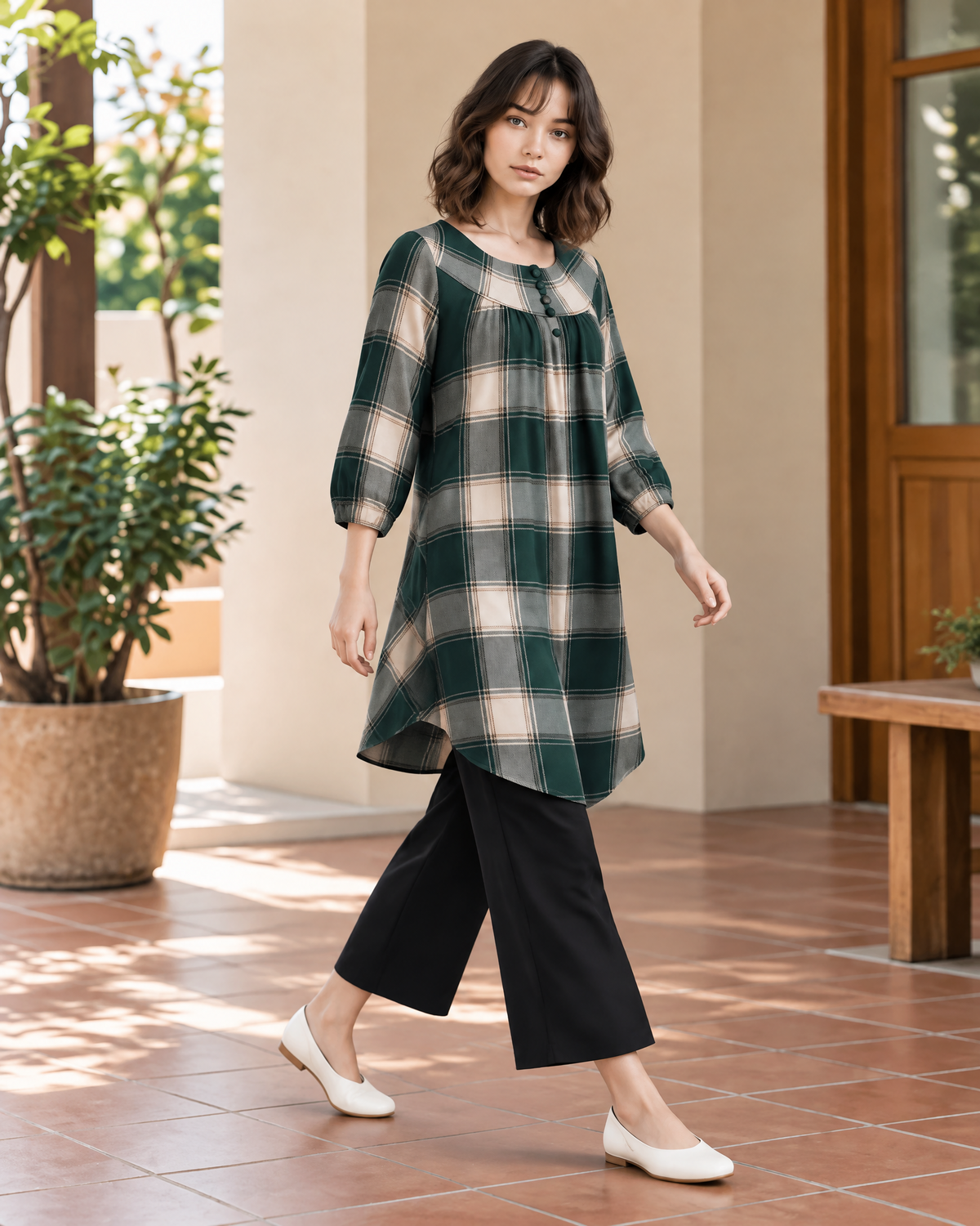 EMERALD PLAID TUNIC CO-ORD SET