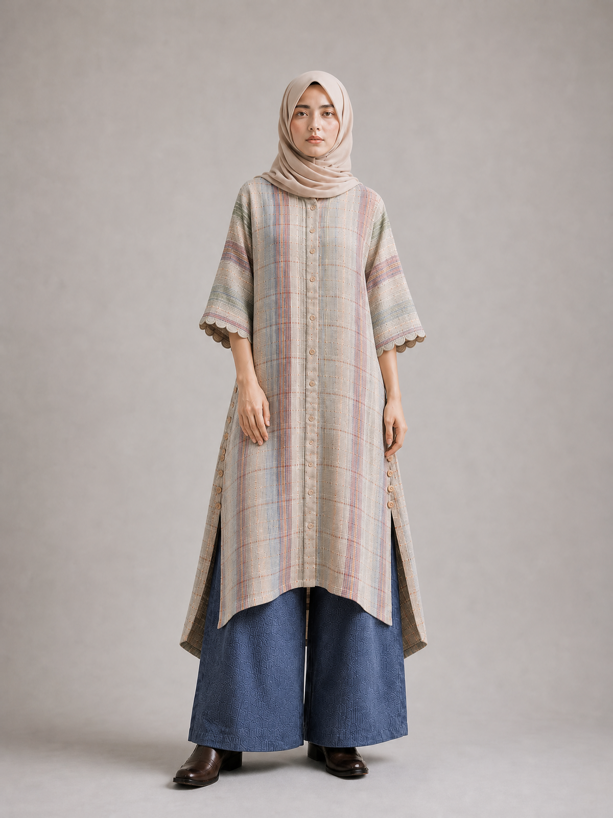 HANDWOVEN COTTON LONG TOP