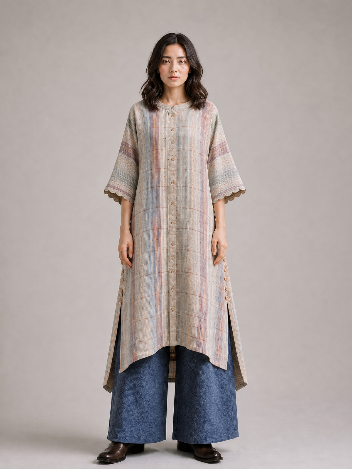 HANDWOVEN COTTON LONG TOP