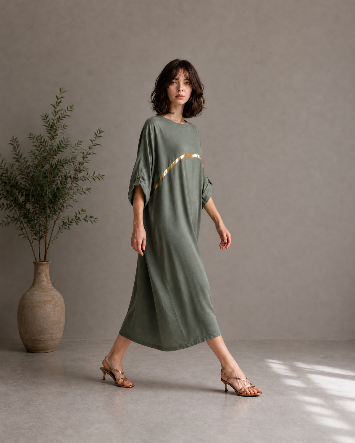 OLIVE ARC MIDI DRESS
