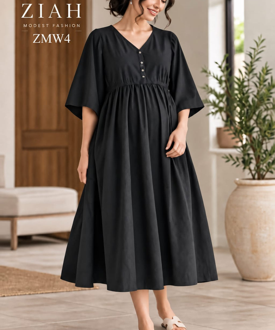 BLACK FLARED MATERNITY MAXI DRESS