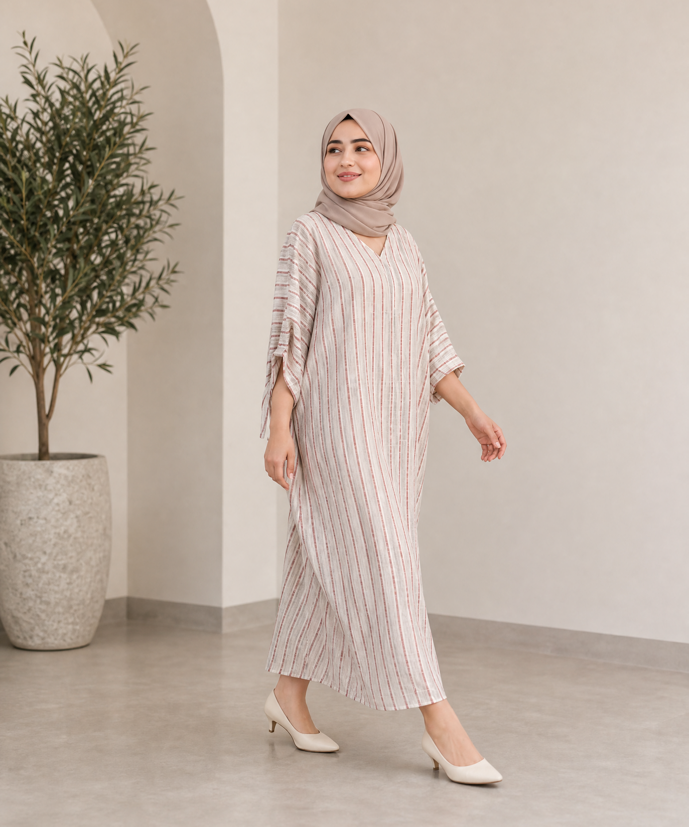 STRIPED RELAXED KAFTAN MAXI DRESS