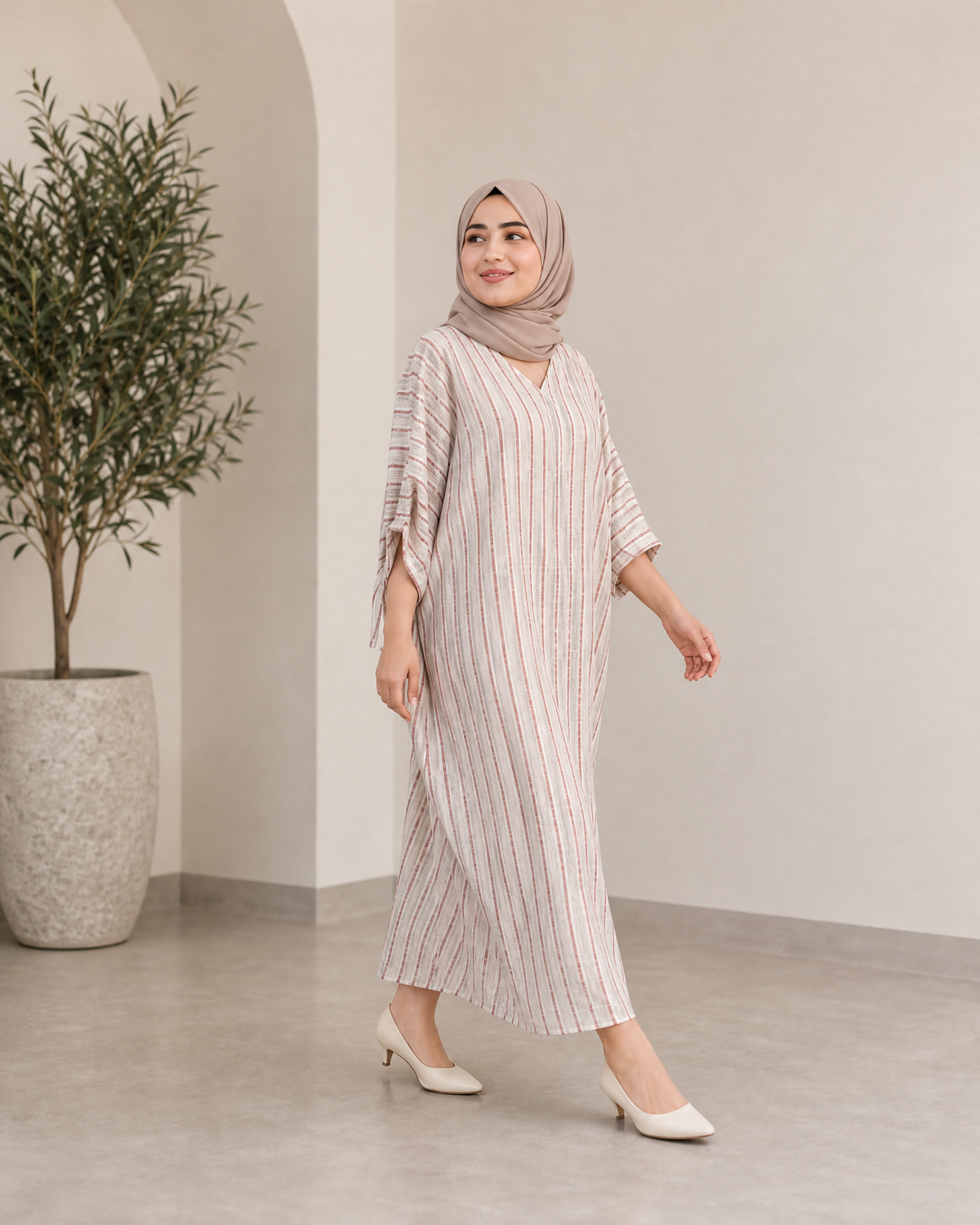STRIPED RELAXED KAFTAN MAXI DRESS