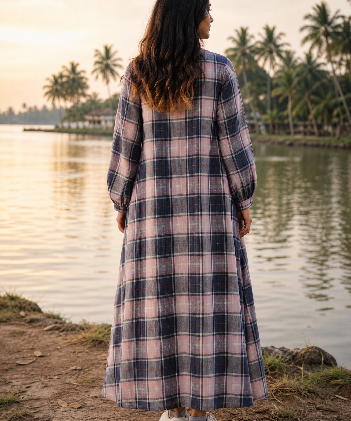 MIDNIGHT PLAID MAXI DRESS
