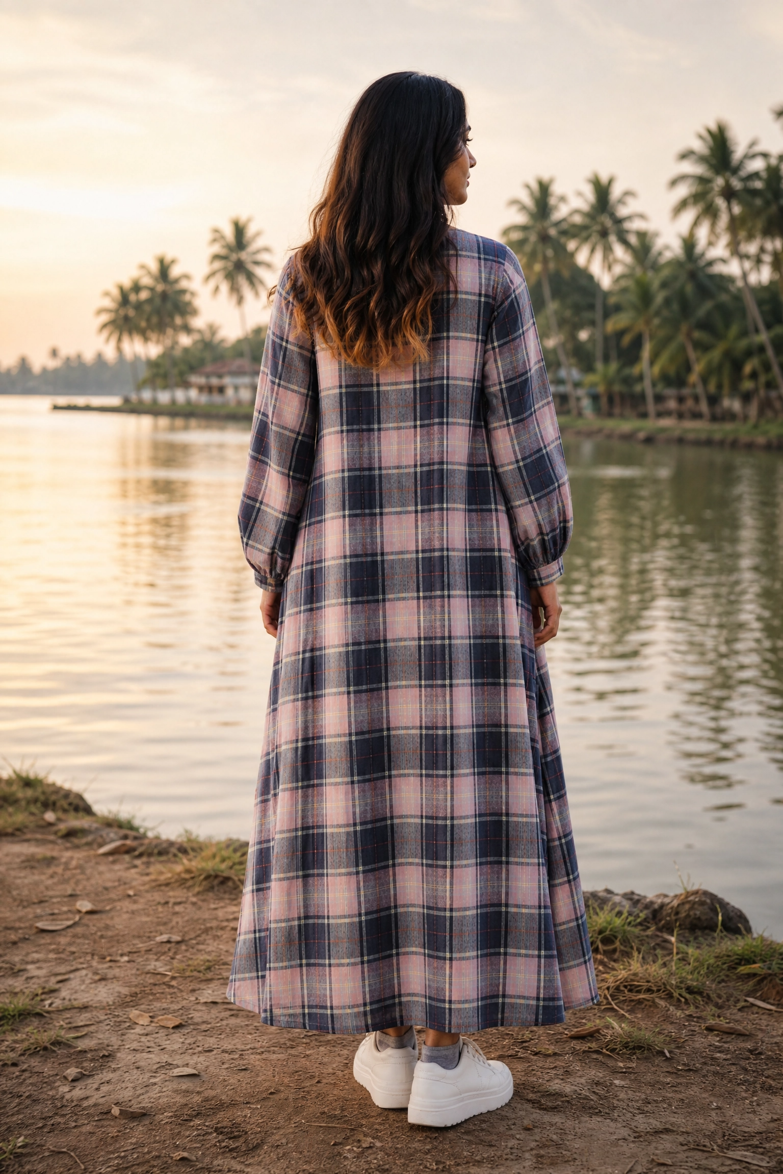 MIDNIGHT PLAID MAXI DRESS
