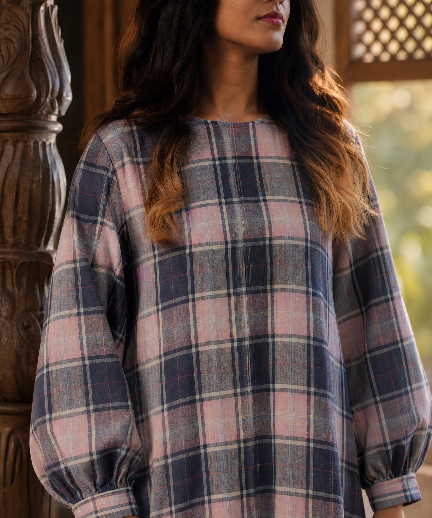 MIDNIGHT PLAID MAXI DRESS