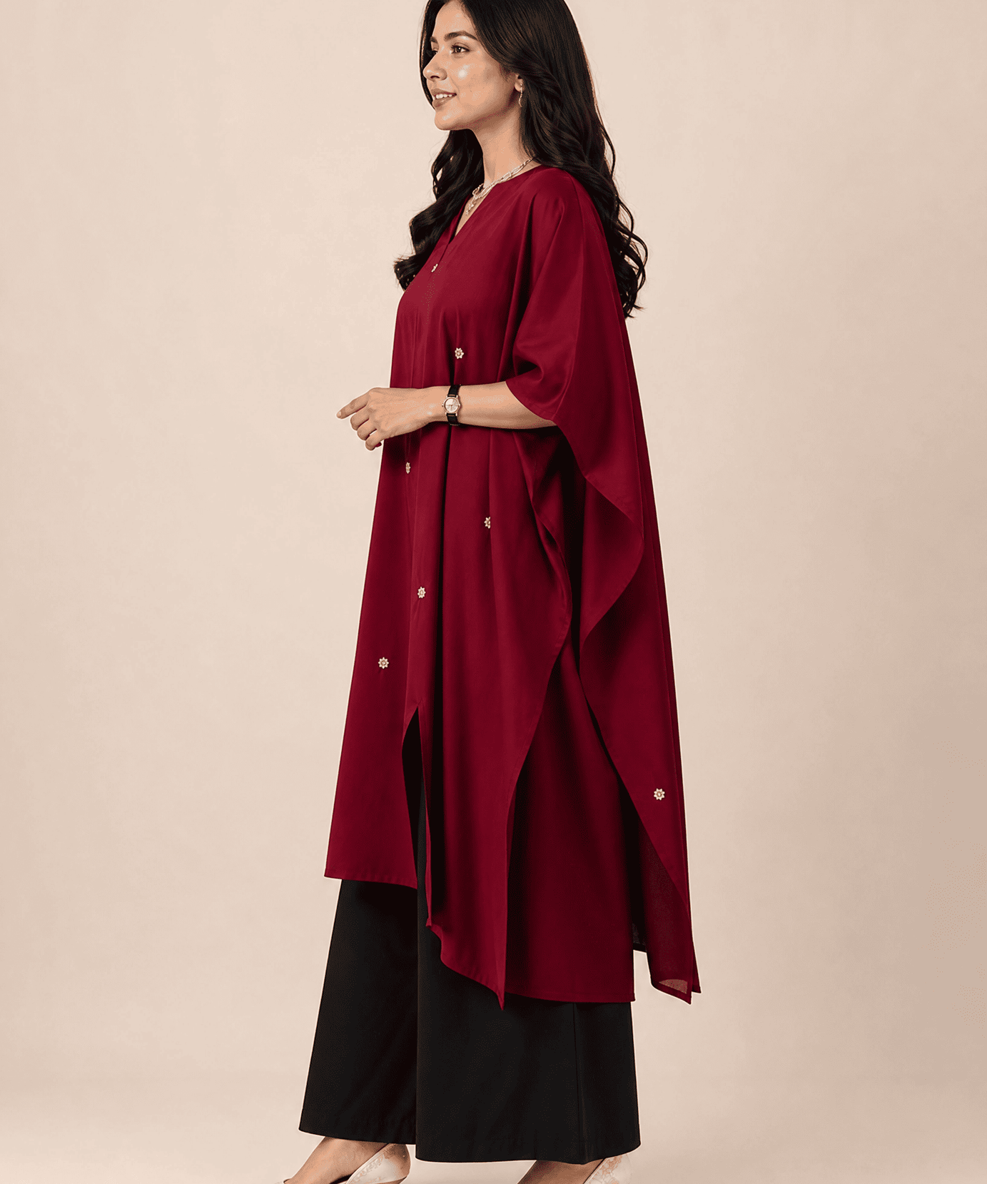 HAND EMBROIDERED COTTON LINEN KAFTAN SET