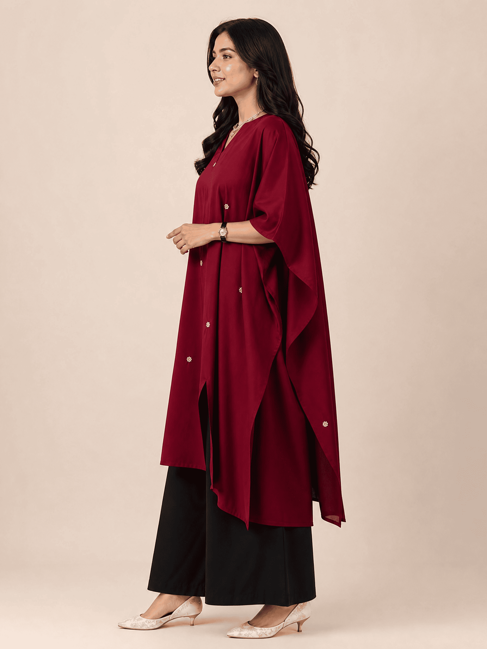 HAND EMBROIDERED COTTON LINEN KAFTAN SET