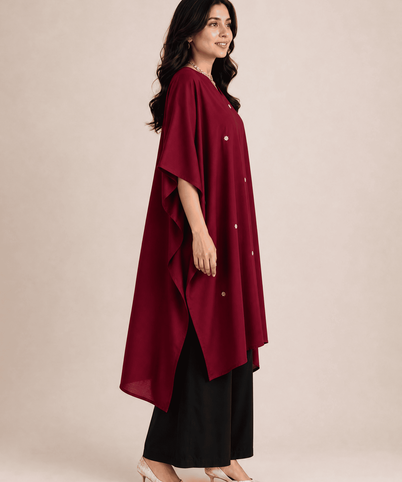 HAND EMBROIDERED COTTON LINEN KAFTAN SET