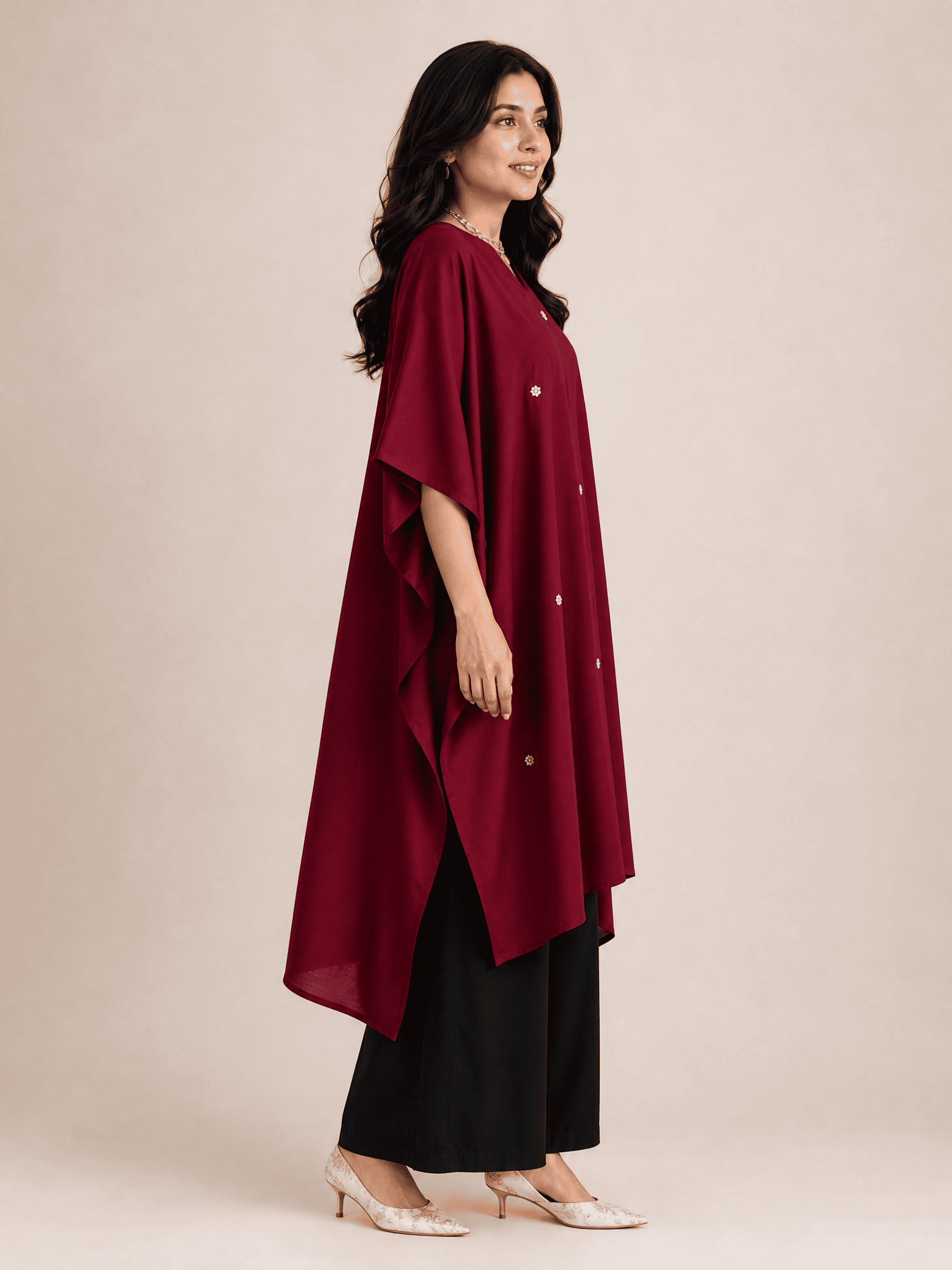 HAND EMBROIDERED COTTON LINEN KAFTAN SET