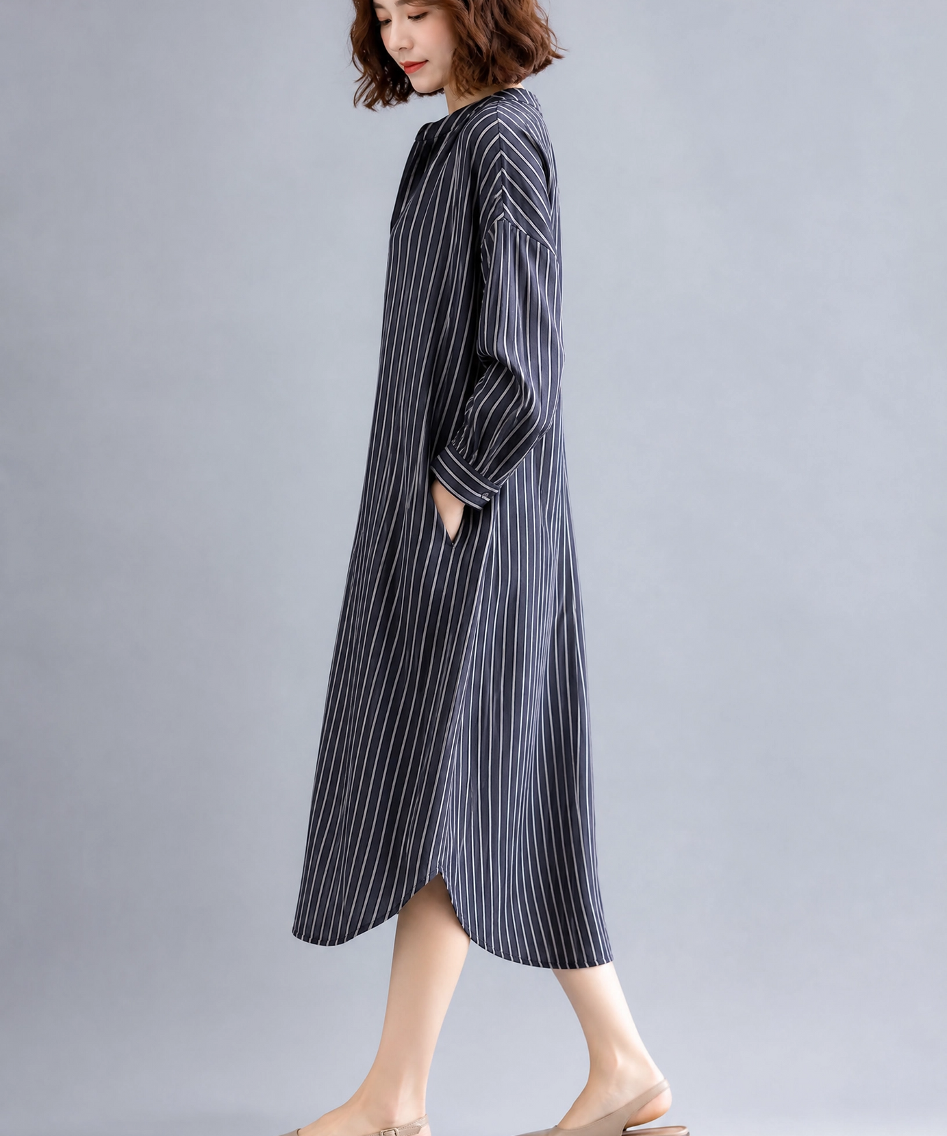 MIDNIGHT STRIPE SHIRT DRESS