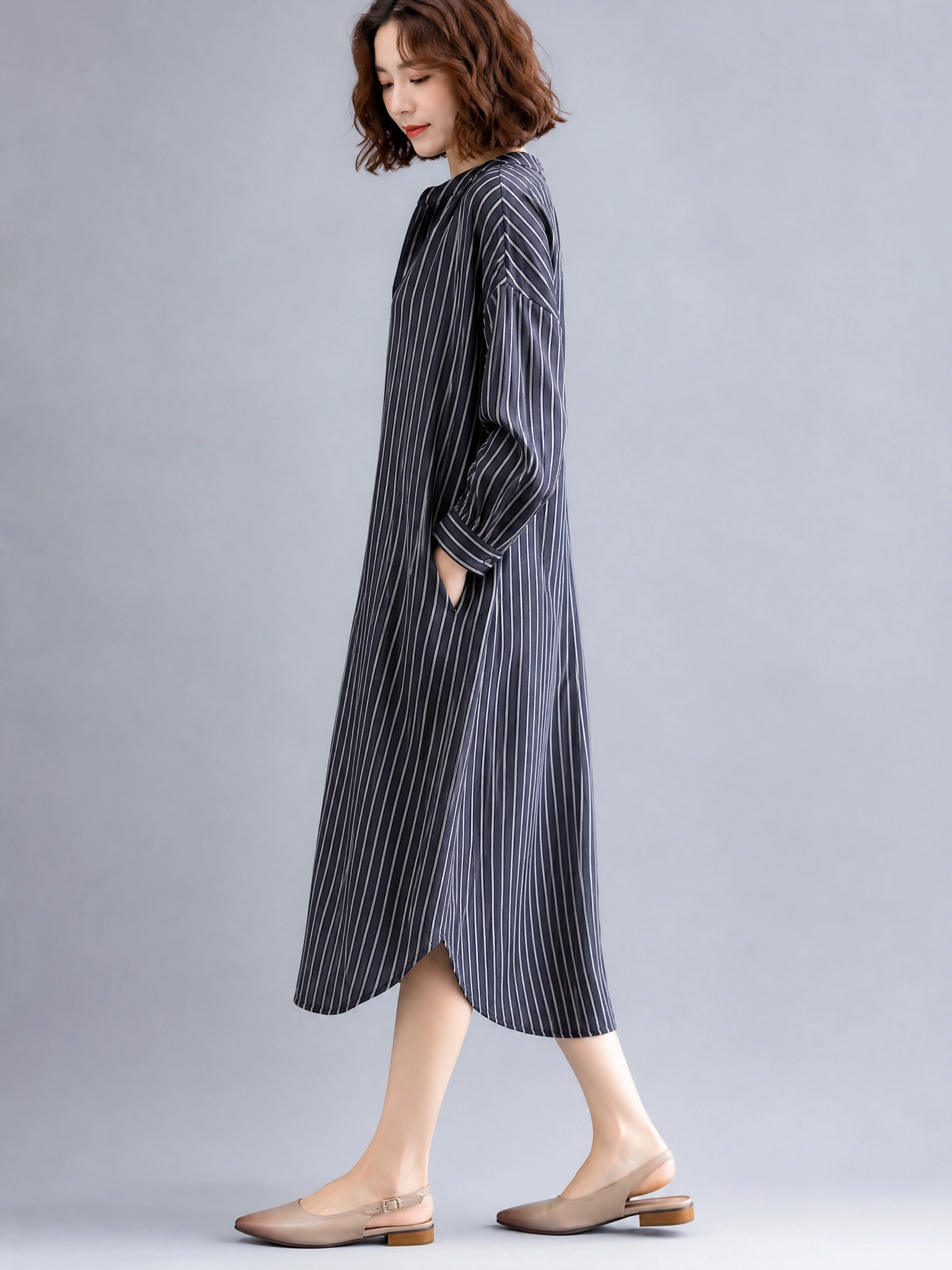 MIDNIGHT STRIPE SHIRT DRESS