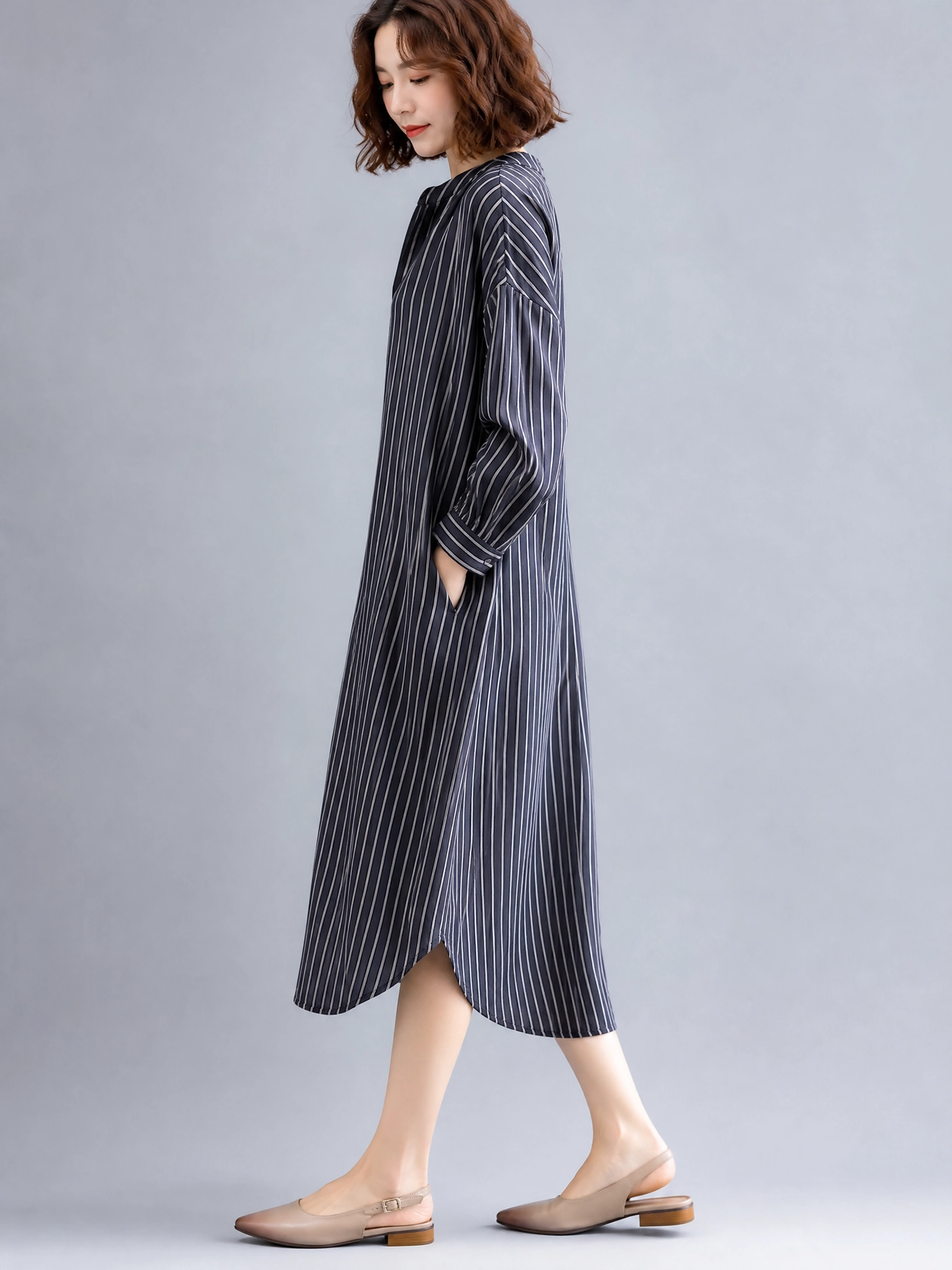 MIDNIGHT STRIPE SHIRT DRESS
