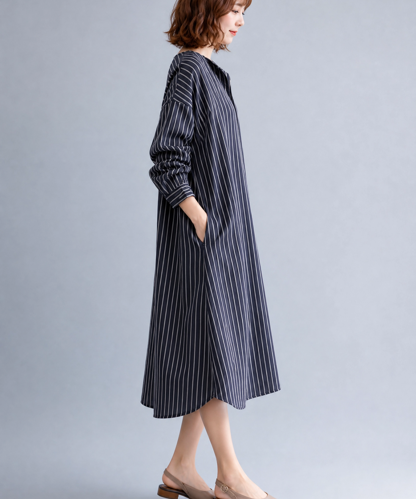 MIDNIGHT STRIPE SHIRT DRESS