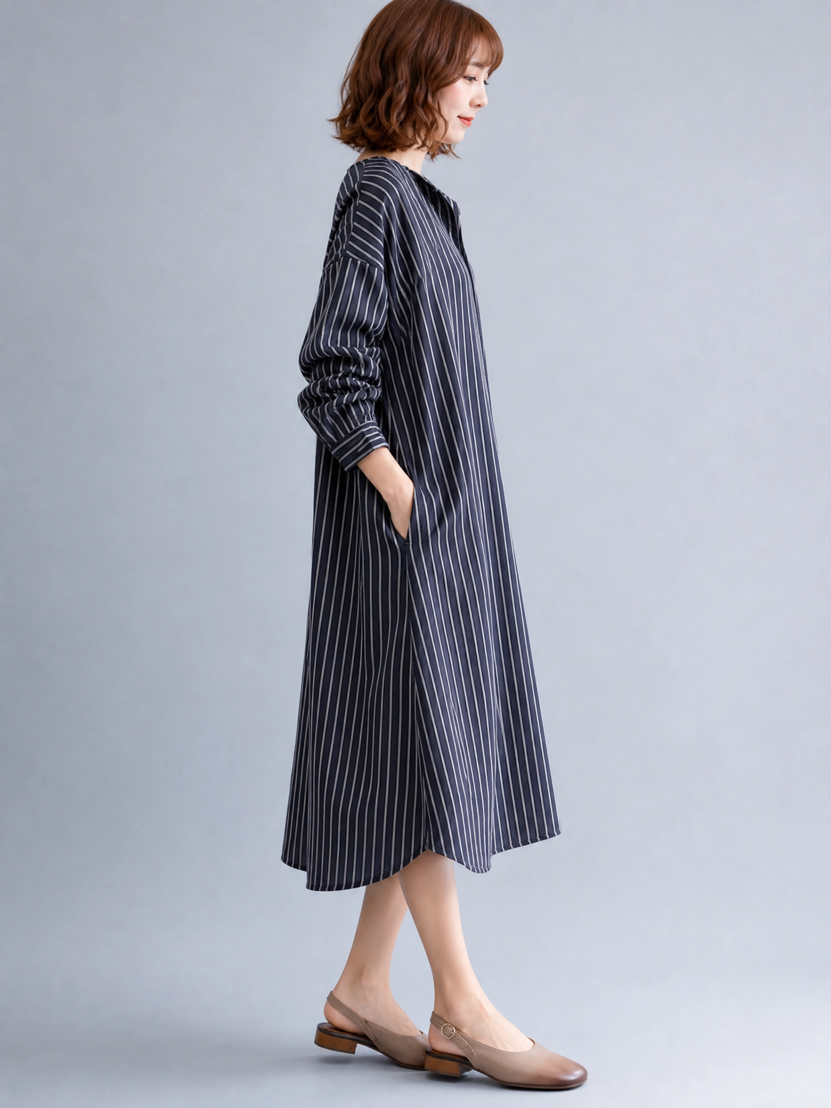 MIDNIGHT STRIPE SHIRT DRESS