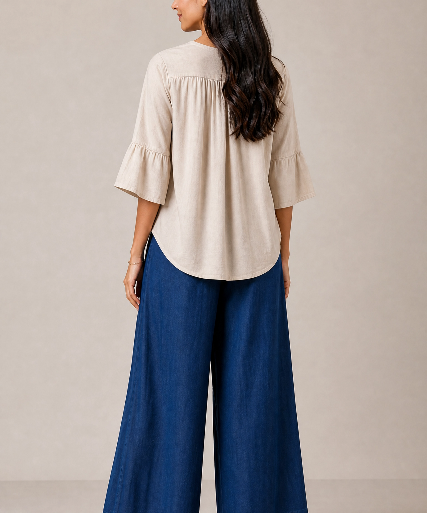 BEIGE INDIGO COTTON CO-ORD SET