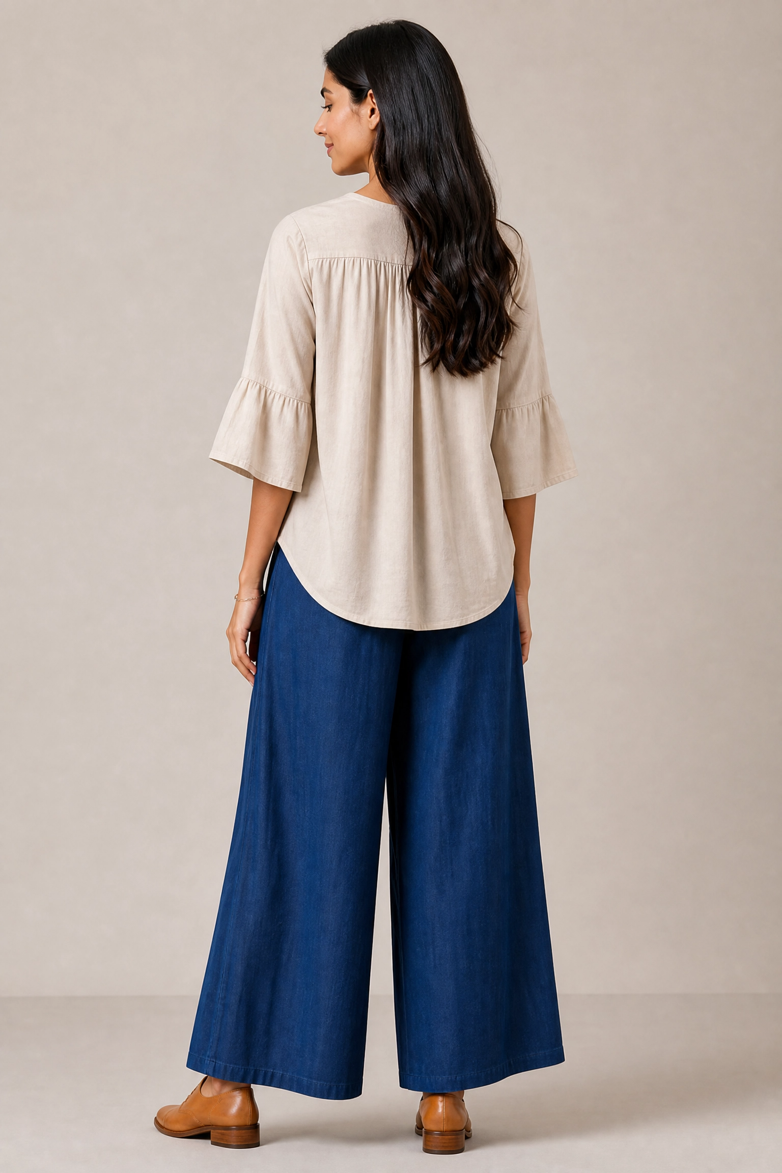 BEIGE INDIGO COTTON CO-ORD SET