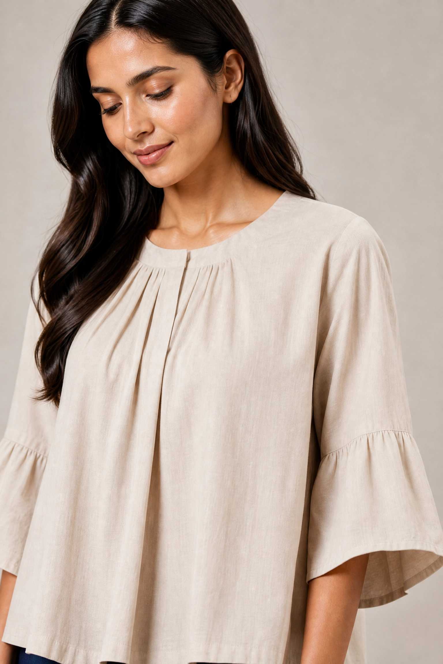 BEIGE INDIGO COTTON CO-ORD SET