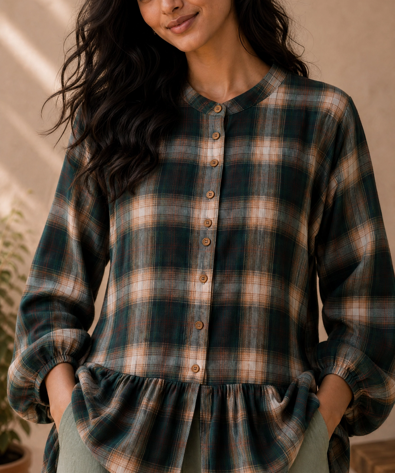 PLAID PEPLUM CO-ORD SET