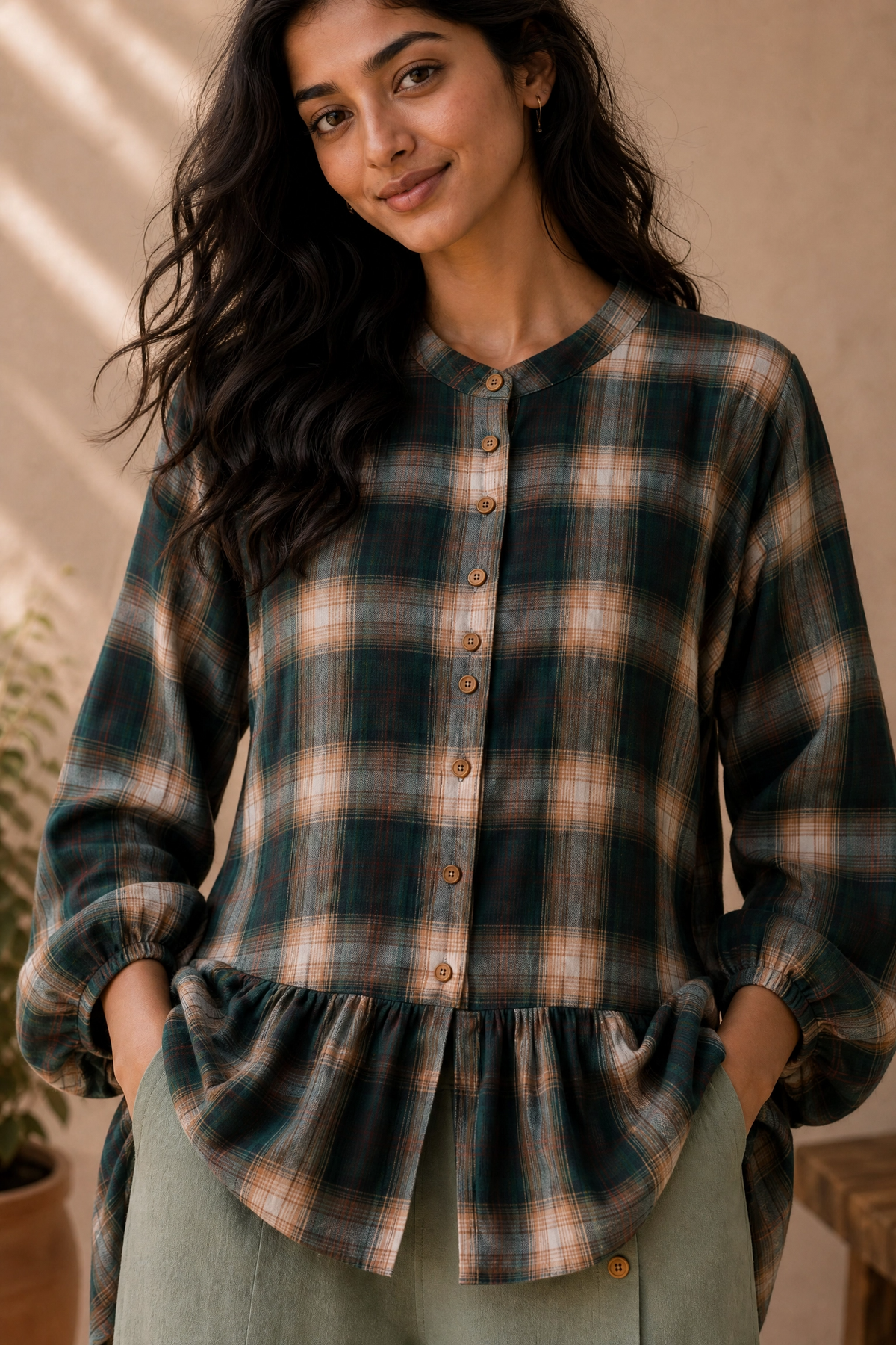 PLAID PEPLUM CO-ORD SET