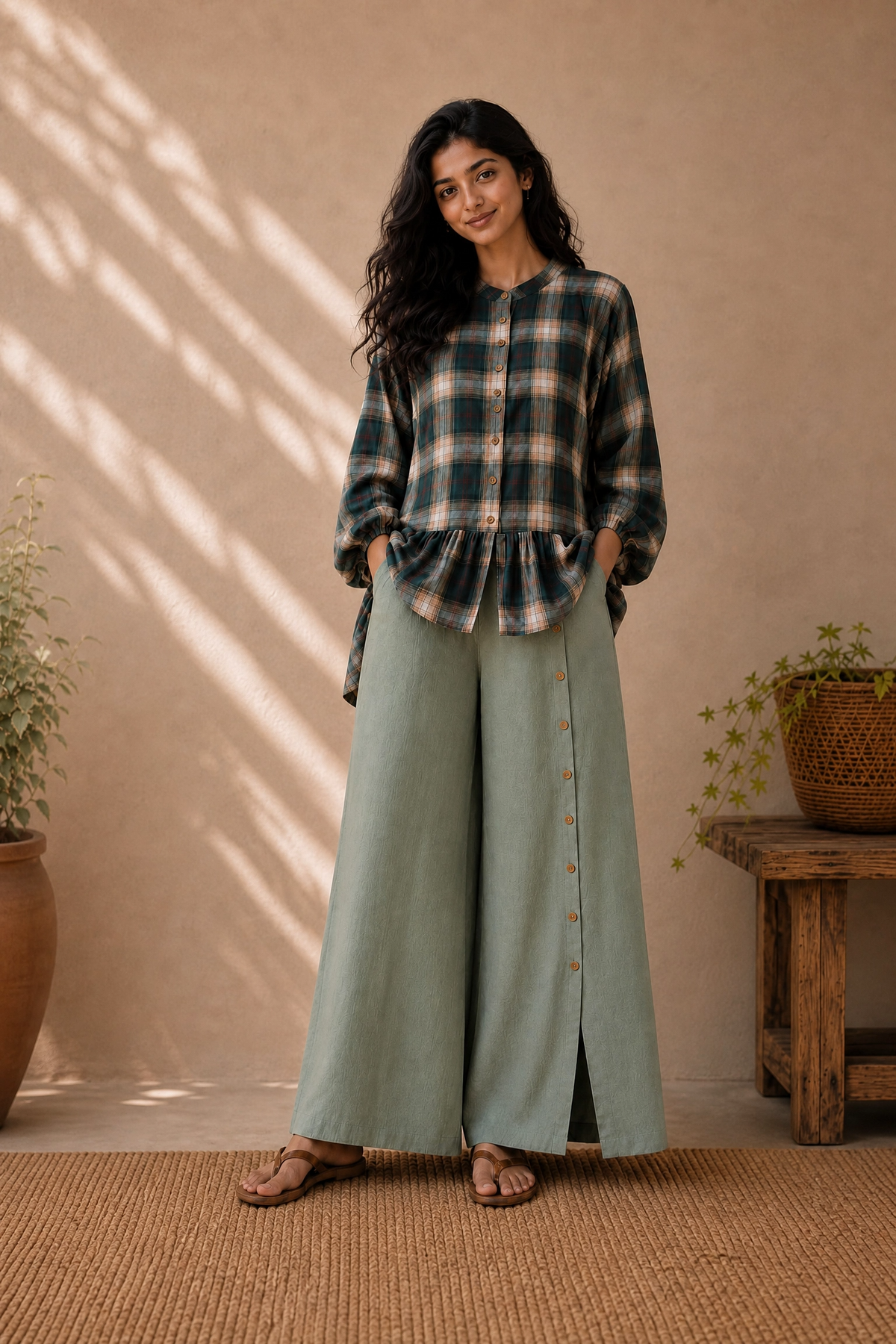 PLAID PEPLUM CO-ORD SET