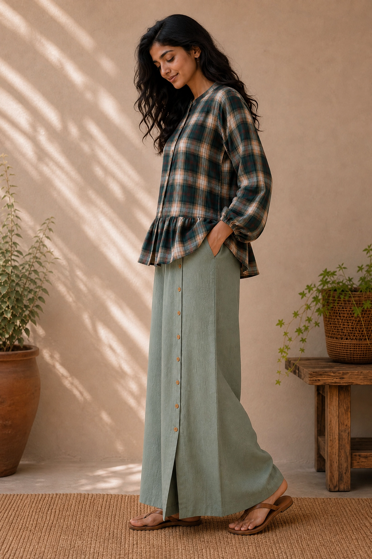 PLAID PEPLUM CO-ORD SET