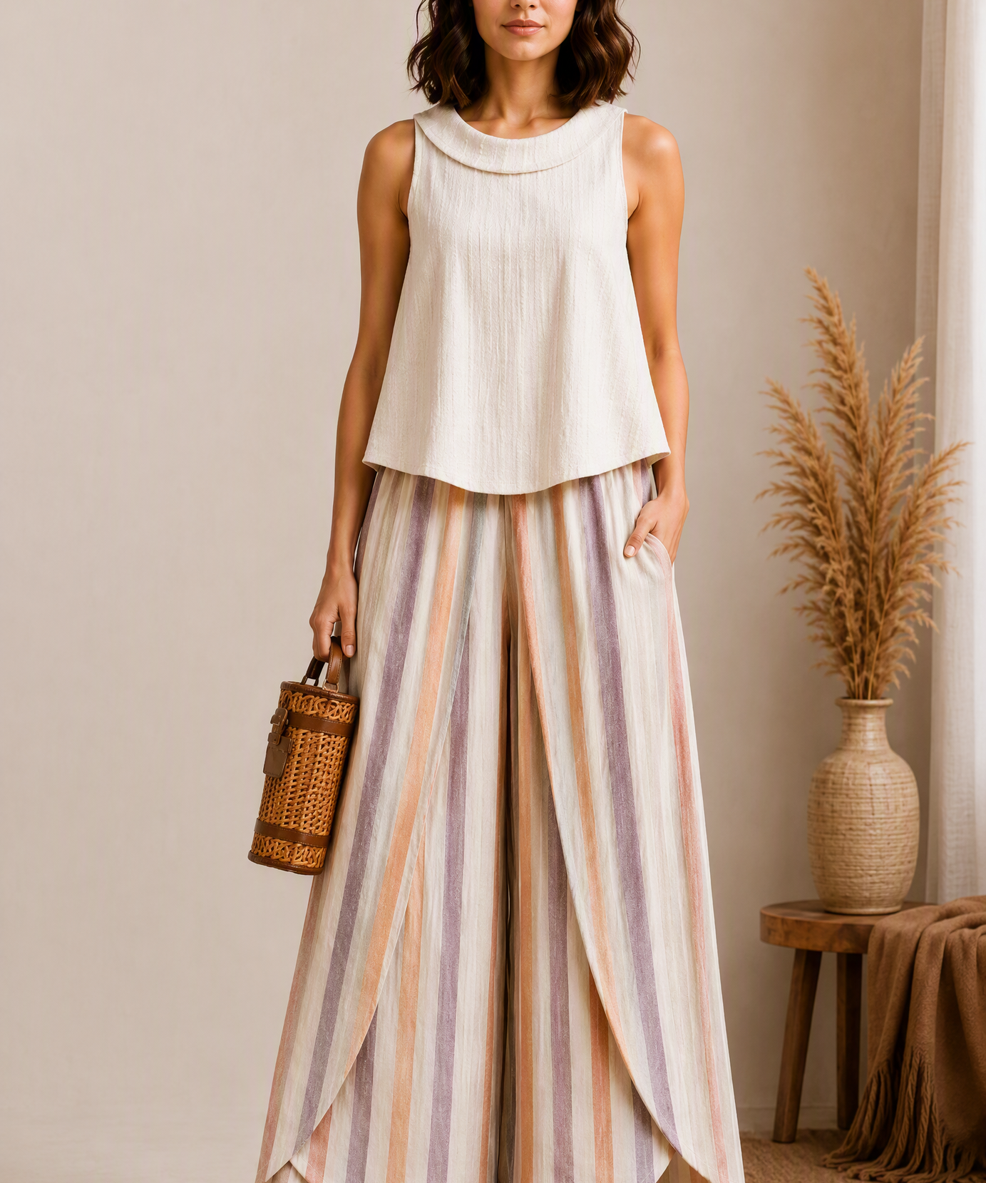 IVORY STRIPE LAYERED CO-ORD SET