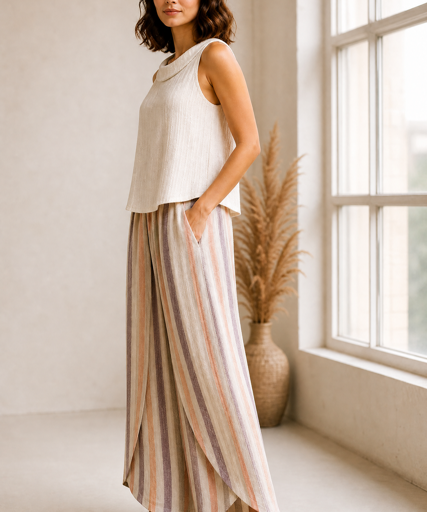 IVORY STRIPE LAYERED CO-ORD SET