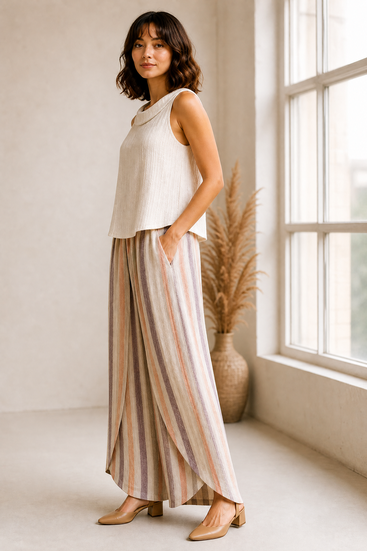 IVORY STRIPE LAYERED CO-ORD SET